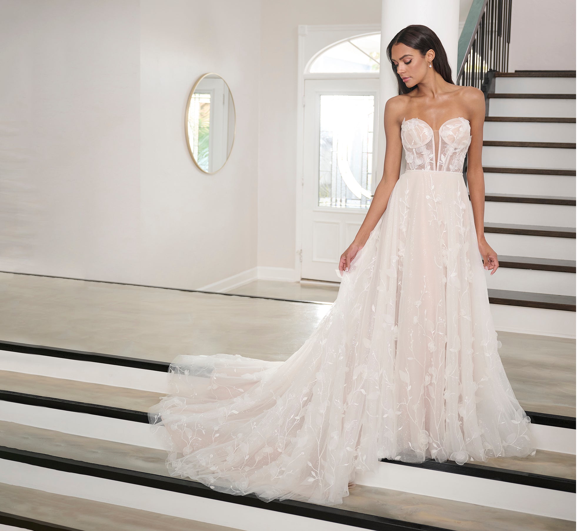 Tulle And Sparkle Tulle A-Line Gown In Ivory French Lilac、mySite、solidvoid