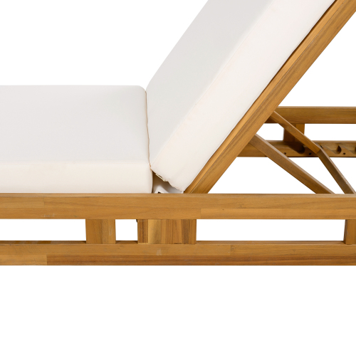 LOUNGE CHAISE SET, ACACIA WOOD WITH WATER-RESISTANT LOUNGE CUSHIONS (CREAM & 4 INCH THICK) - MATCHING DARK GREY VERSION AVAILABLE、、eastwooduniform