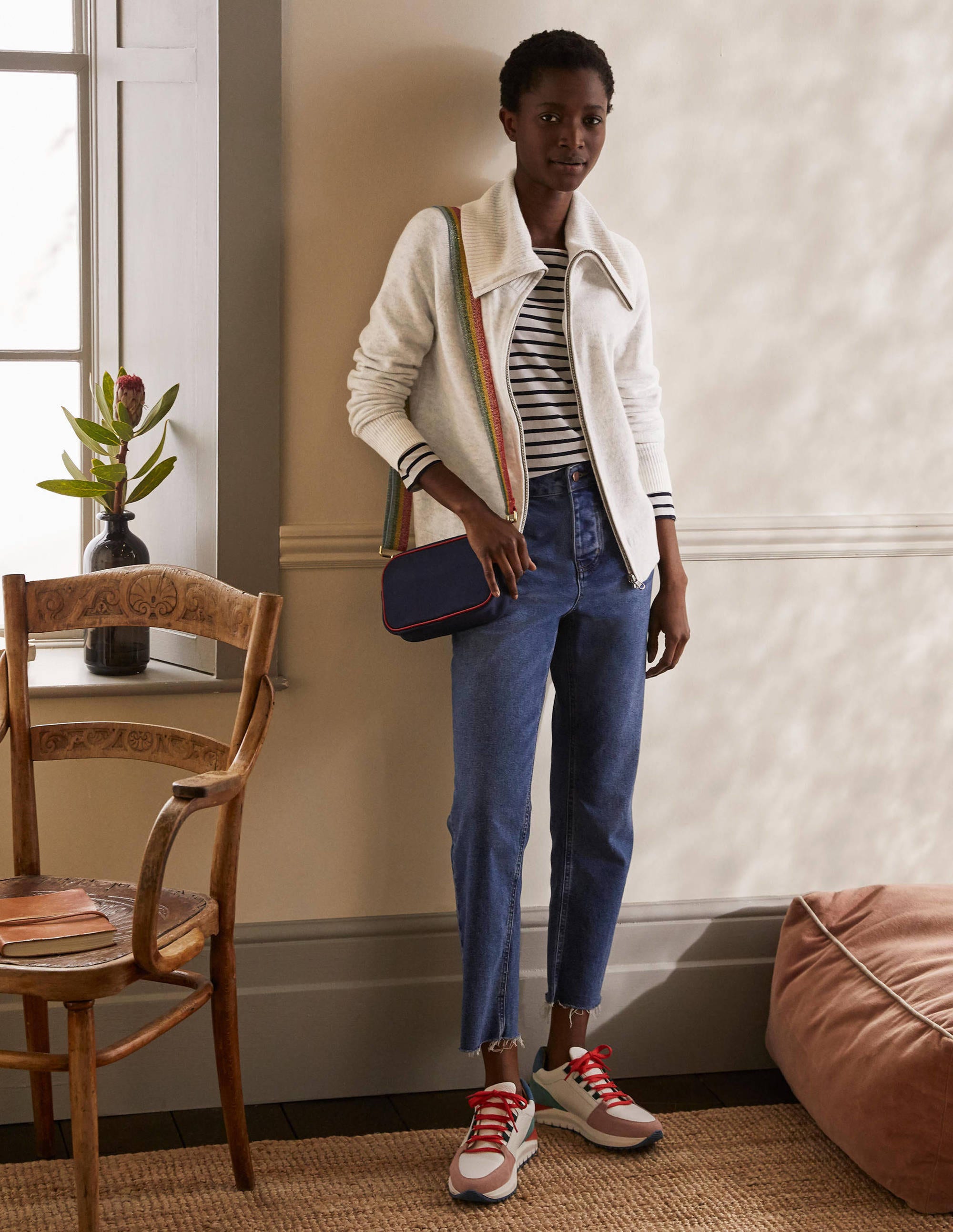  Collared Zip-up Cardigan-Silver Melange、mySite、ashleygrahame