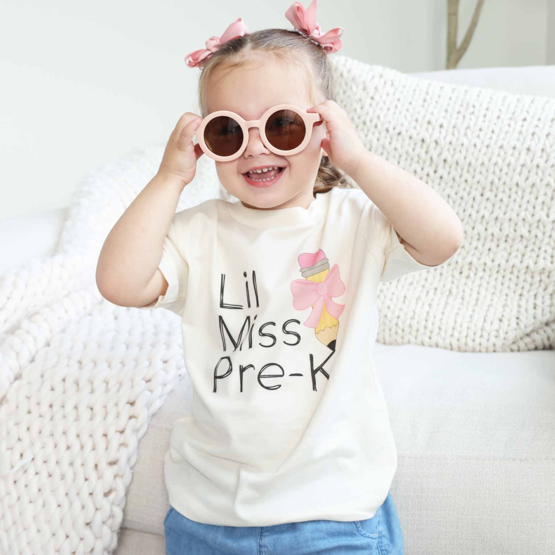  Lil Miss Pre-K Kids Graphic Tee | Natural、mySite、layawaytickets