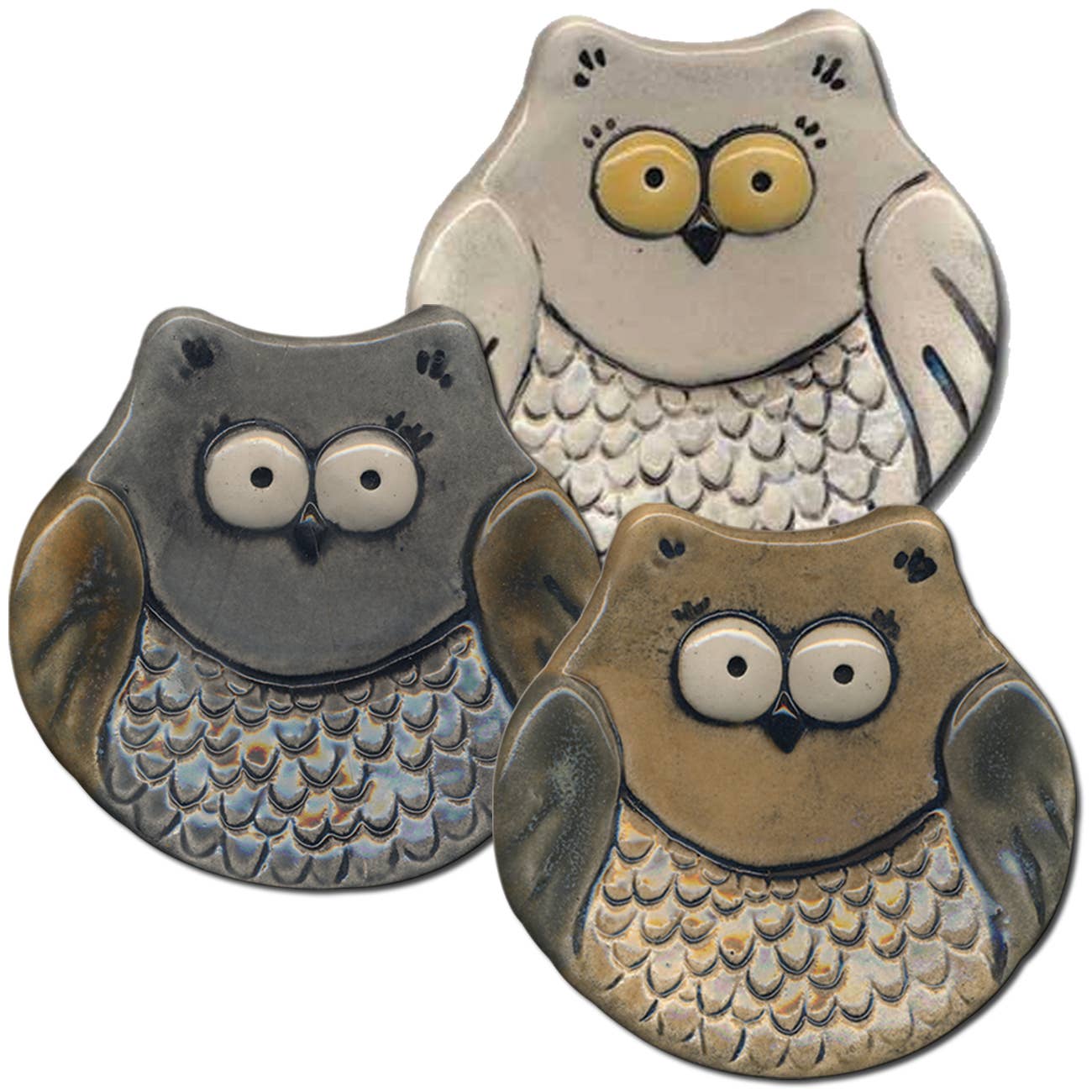Cute Ceramic Owl Dish: Mini 3 Owls Handmade in the USA、mySite、g9winljtr