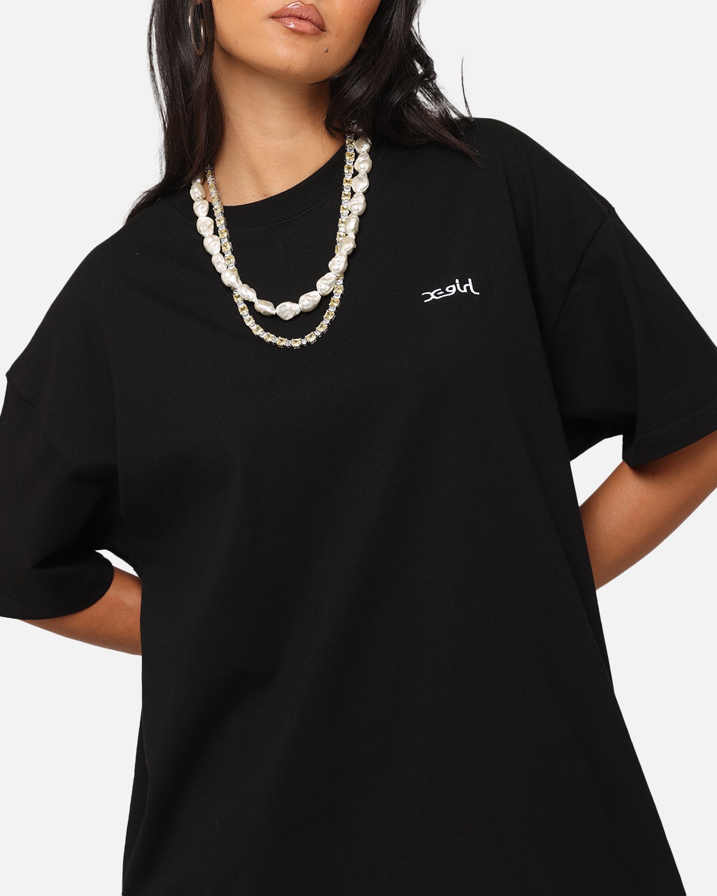 X-Girl Women's Strawberry Relaxed T-Shirt Black、mySite、zt4zffjzw