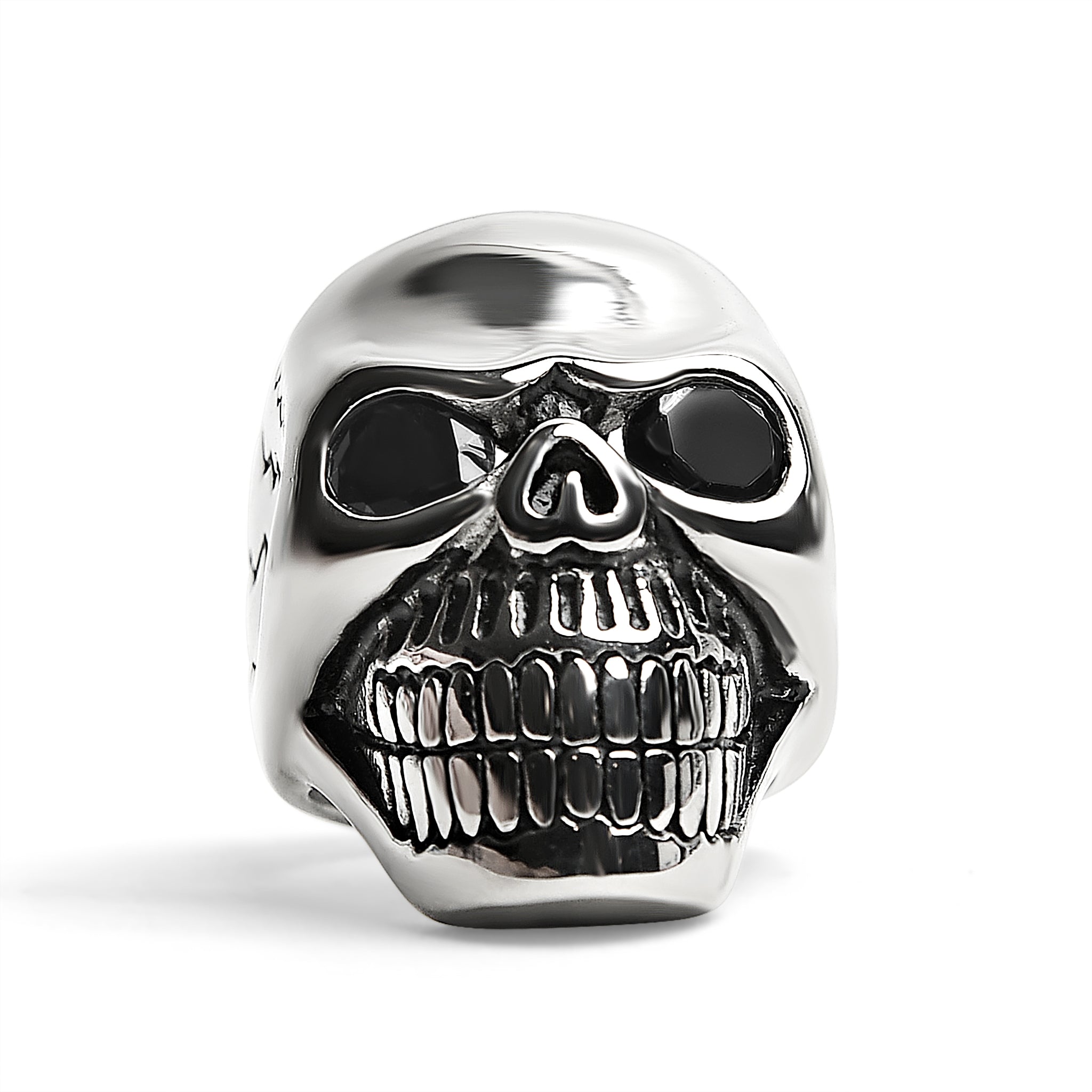 Detailed Cracked Skull with CZ Eyes Stainless Steel Ring / SCR4033、mySite、dreamappss