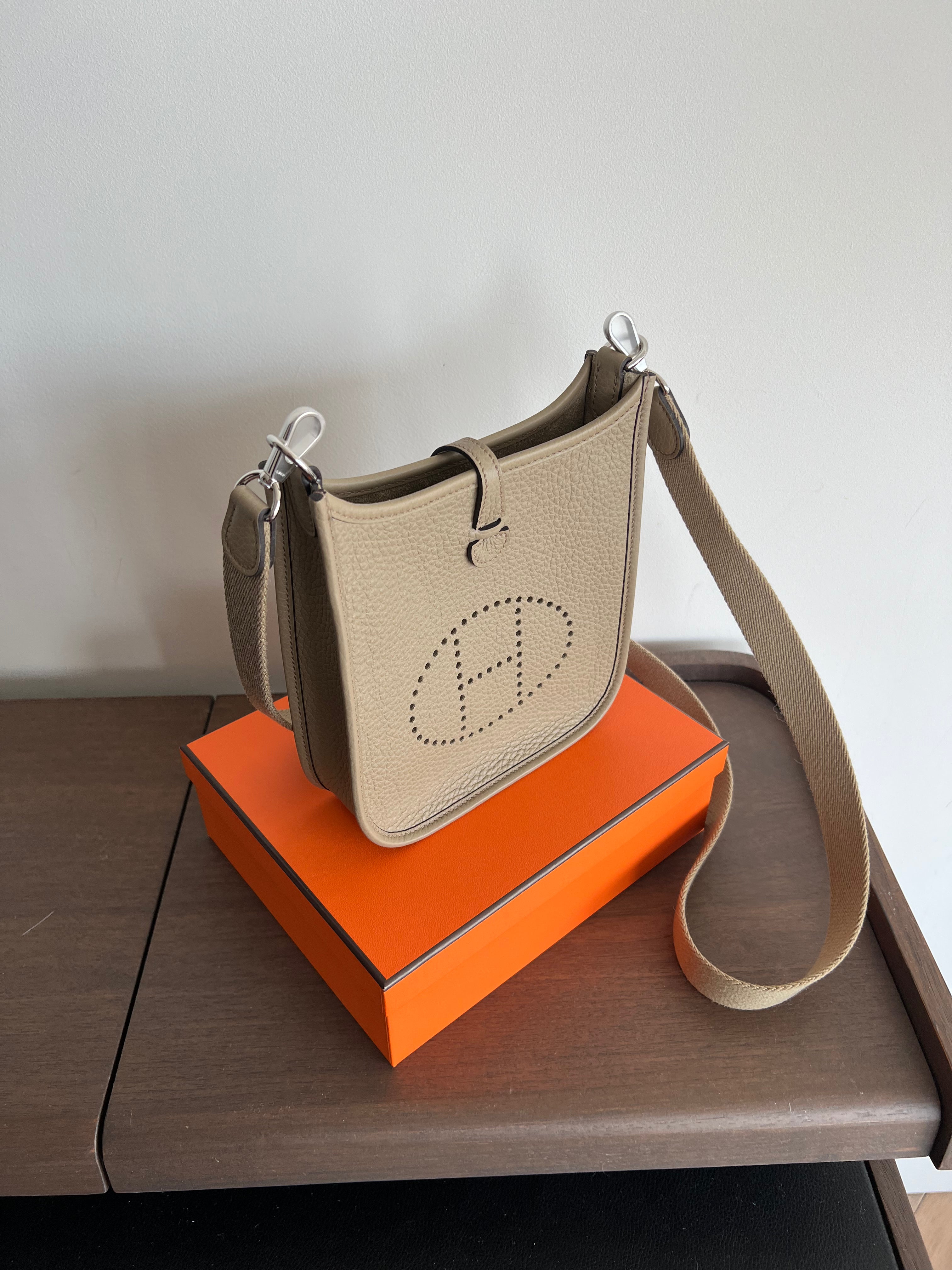 Hermès Mini Evelyne 16 Beige Marfa Clemence PHW、mySite、garminoutage.com