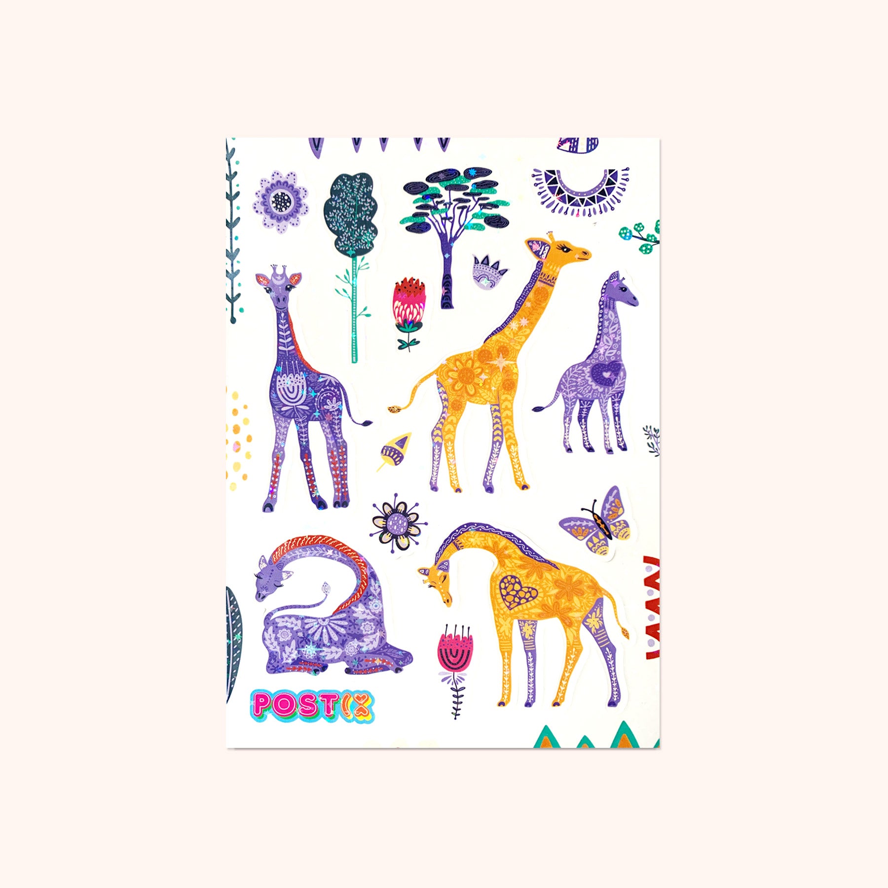  Arty Giraffe and Calf A6 Hologram Sticker Sheet、mySite、ghnorth