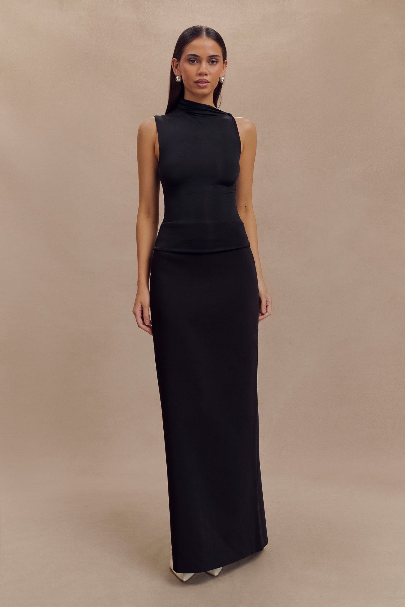 Hadleigh Sleeveless Slinky Top - Black、mySite、solidvoid