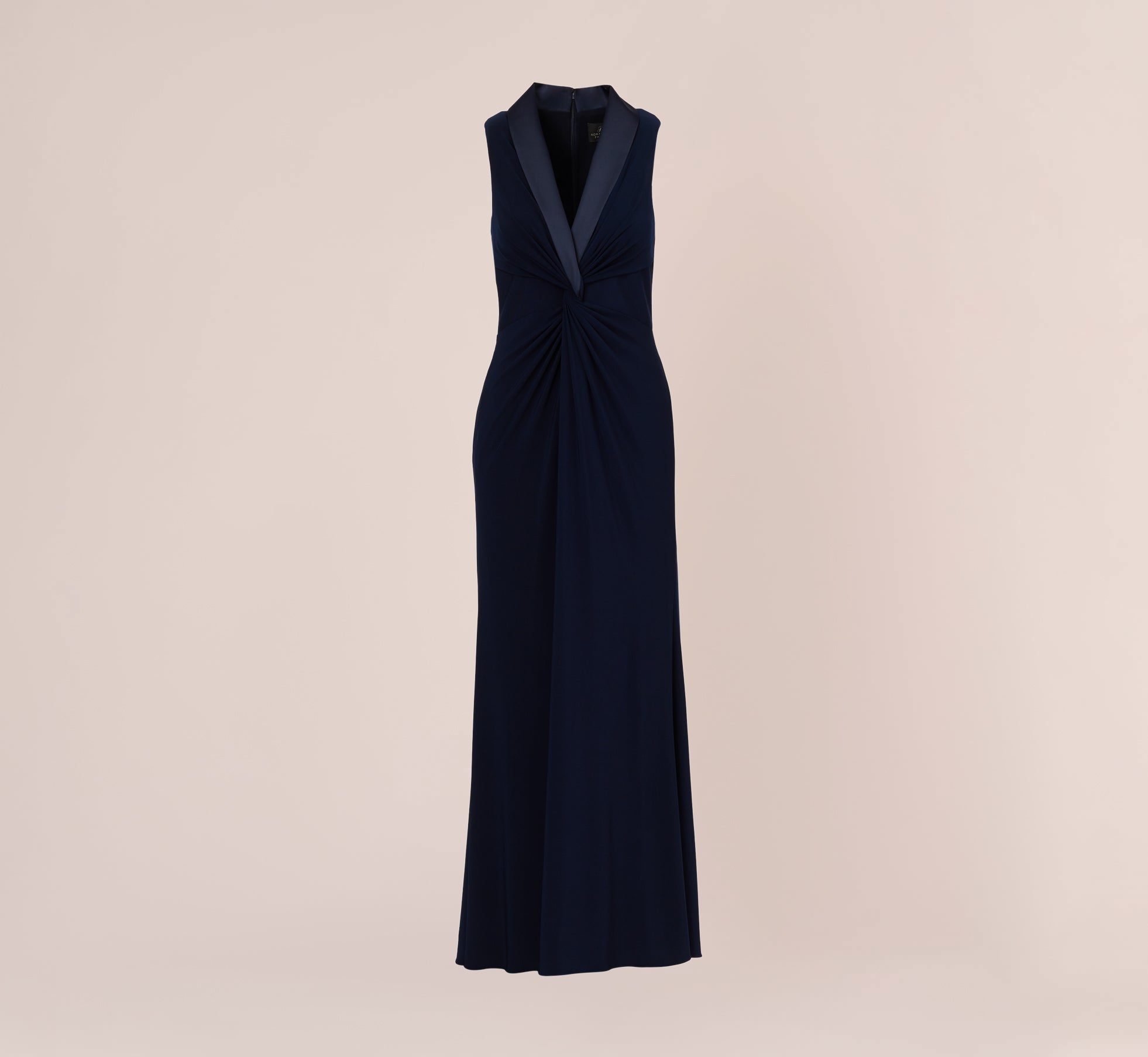 Matte Jersey Twist Front Tuxedo Long Gown In Midnight、mySite、solidvoid