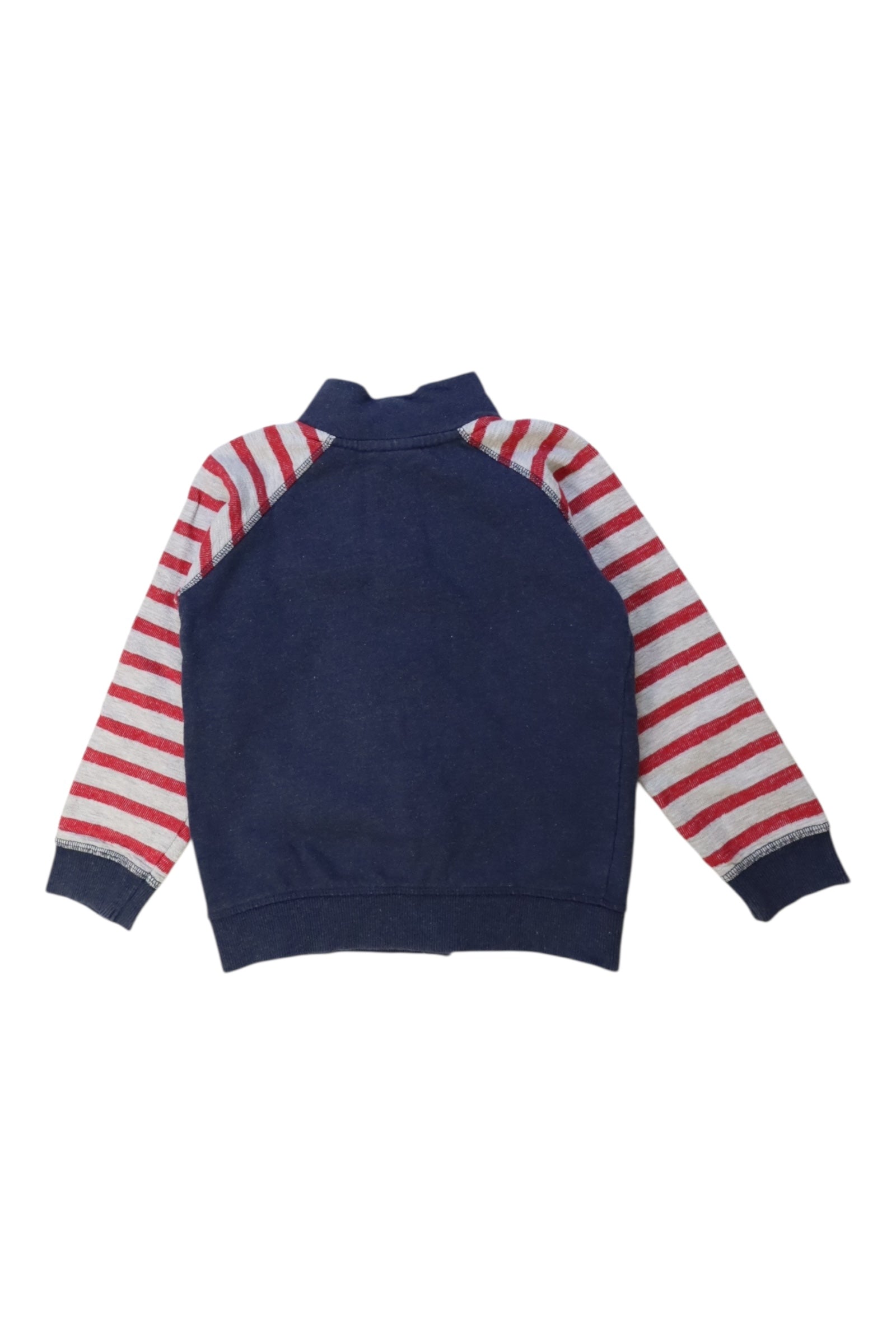 The Little White Company Zippered Sweatshirt With Striped Sleeves 4-5T、mySite、g9winljtr