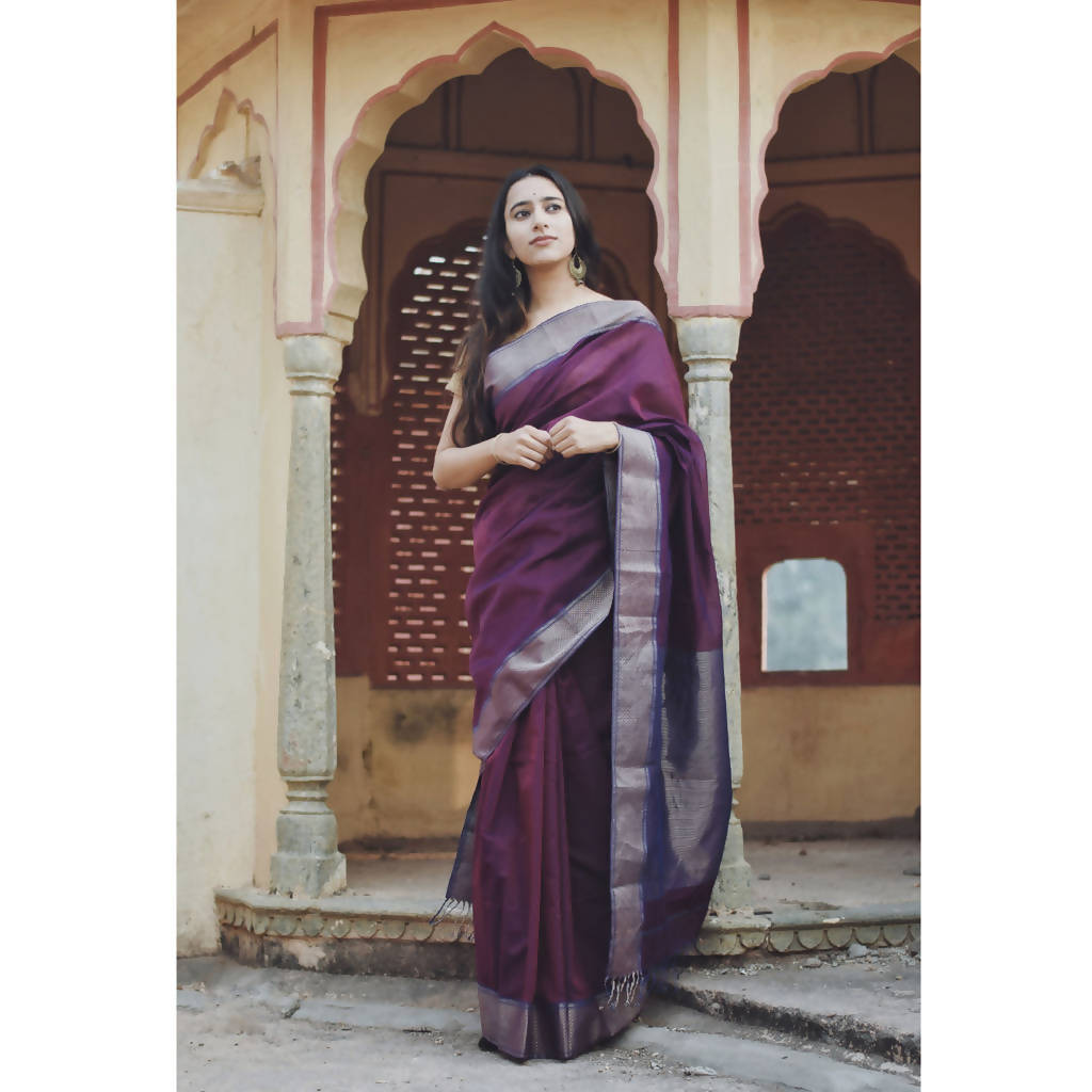 Festive Wear | Maheshwari Cotton Silk Saree | Purple、mySite、camillekostekn