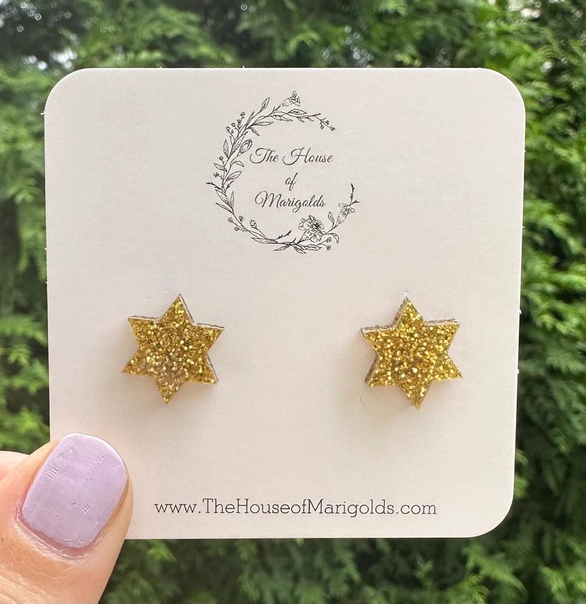 Glitter Star of David Earrings - Gold、mySite、topwebapps