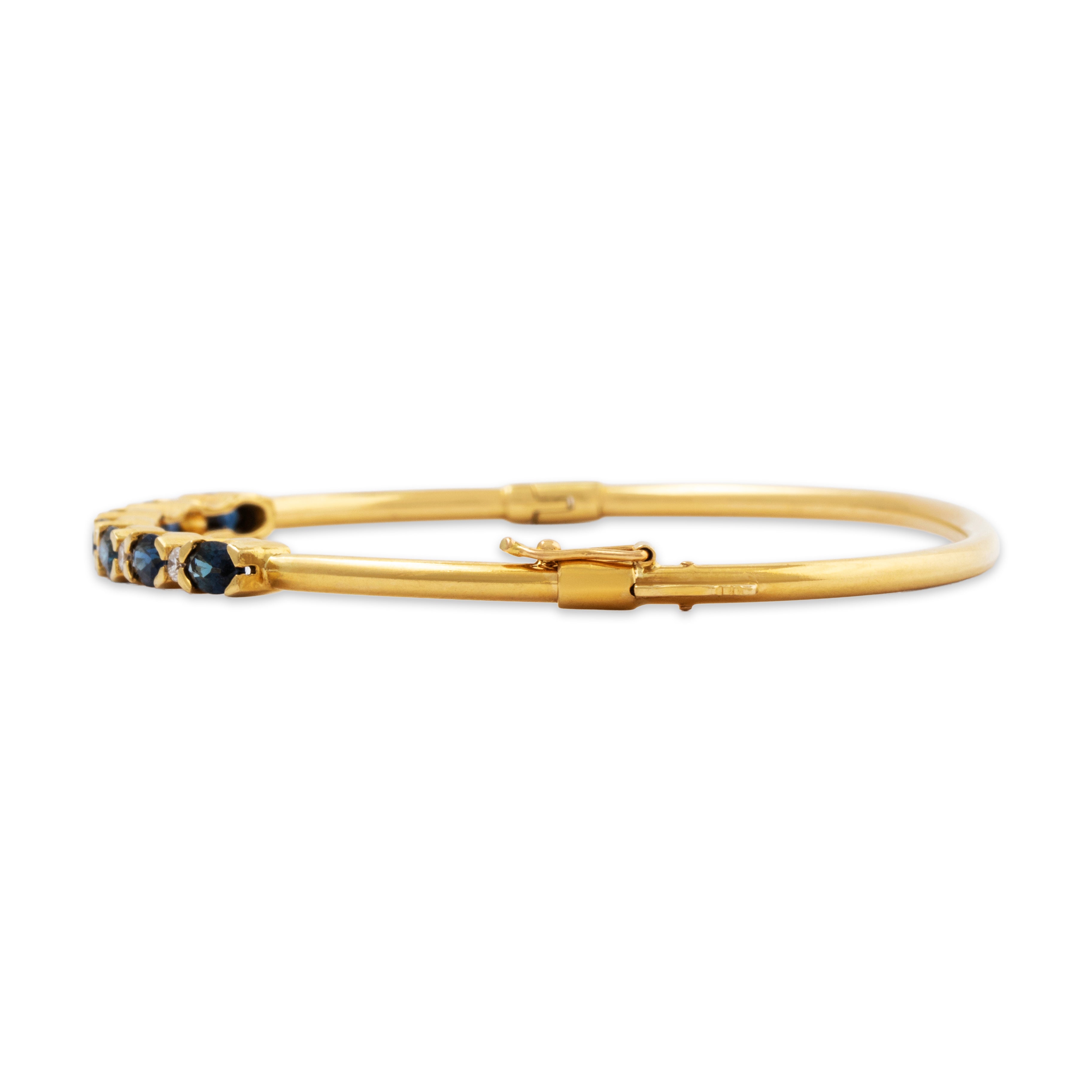Vintage 18k Yellow Gold 1.9cttw Sapphire .21cttw Diamond Bangle Bracelet 6.75、mySite、hinf8tx79