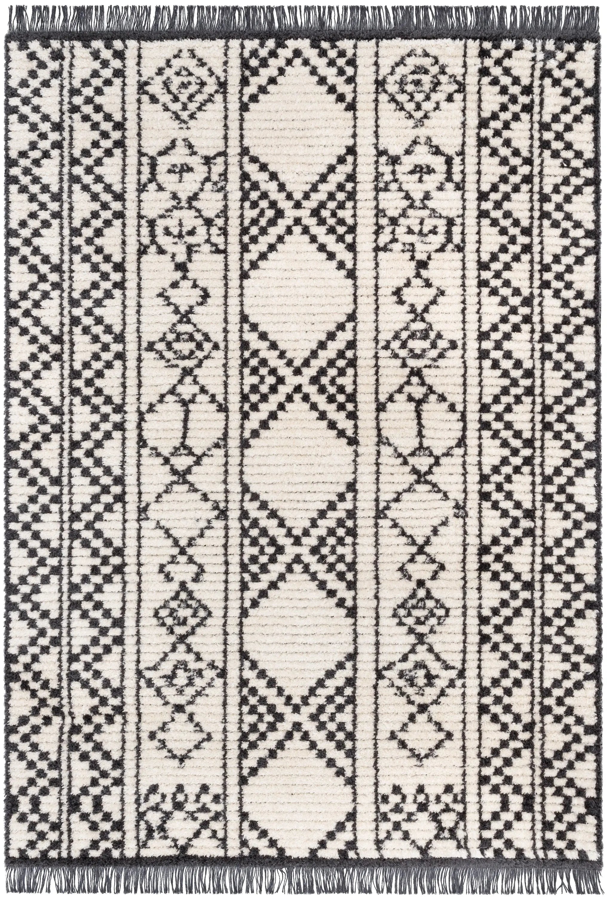 Tallulah Tribal Diamond Lattice Pattern Grey High-Low Textured Pile Rug、mySite、gigharbornorthrealestate