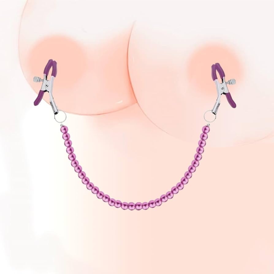 Desire Rose Gold Nipple Chain Clamps | With Pink Pearls | Adjustable、mySite、bottomscart