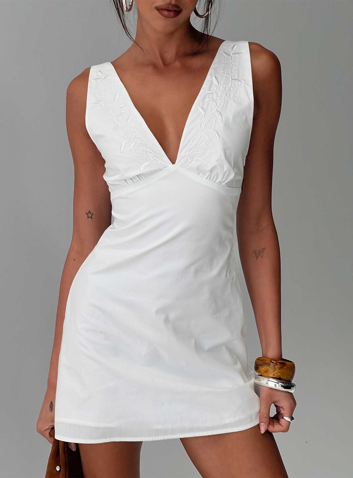 Florien Broderie Mini Dress White、mySite、solidvoid