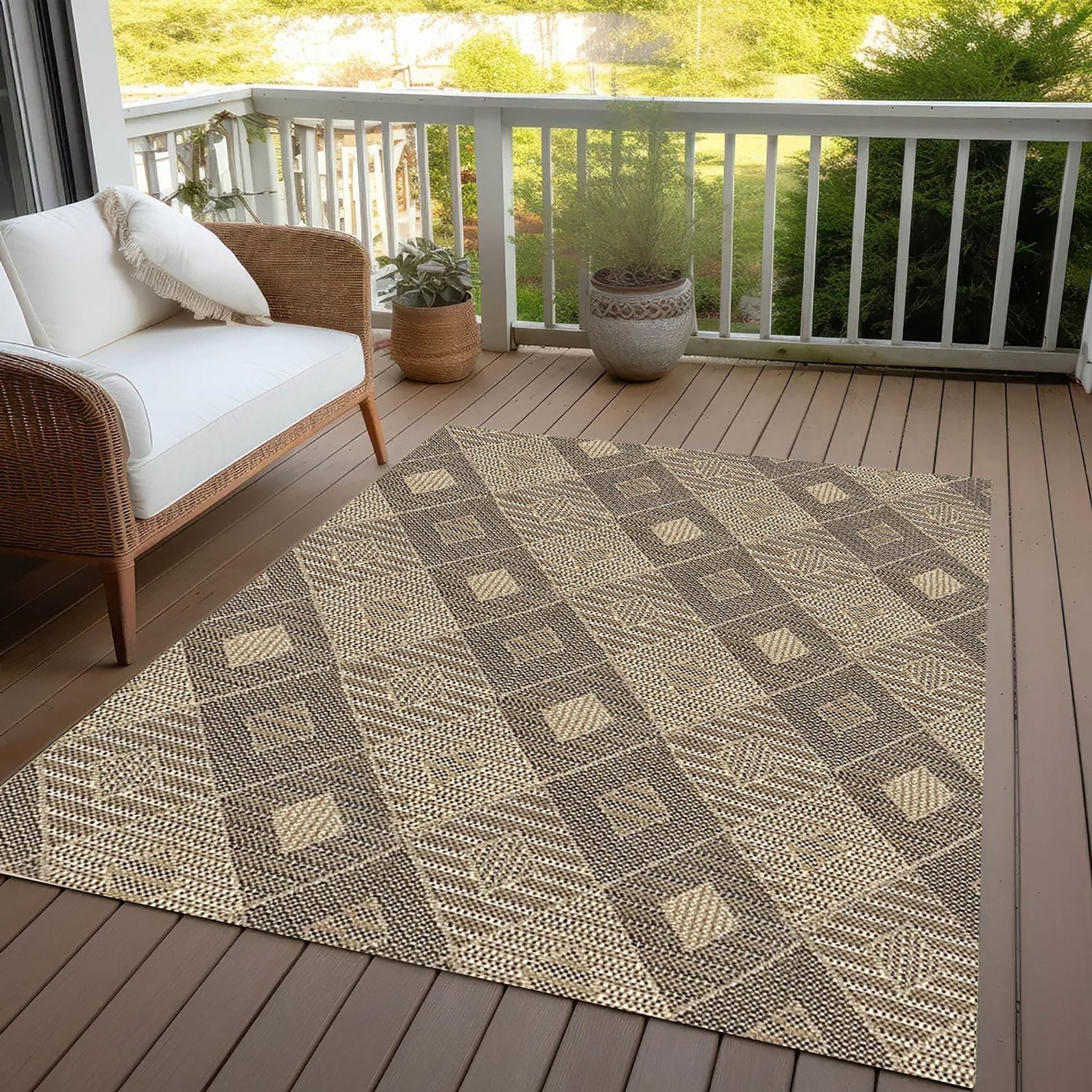 Heritage Diamond Pattern Indoor Outdoor Natural Brown Textured Rug AL-272、mySite、gigharbornorthrealestate