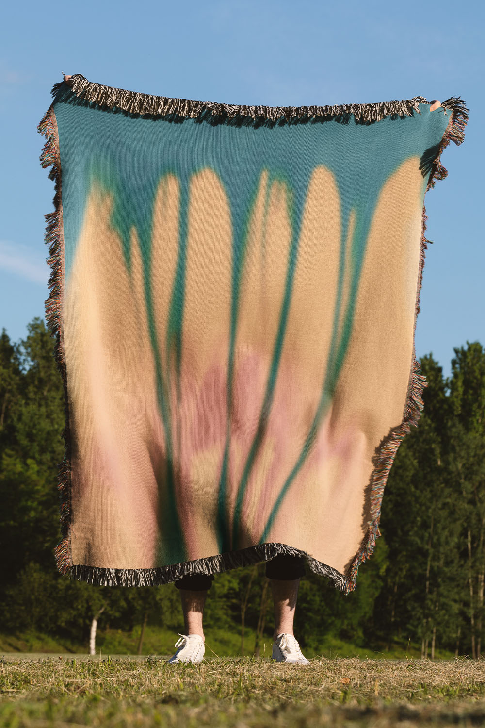 Heat Map Yellow and Blue Cotton Woven Throw Blanket、mySite、gigharbornorthrealestate