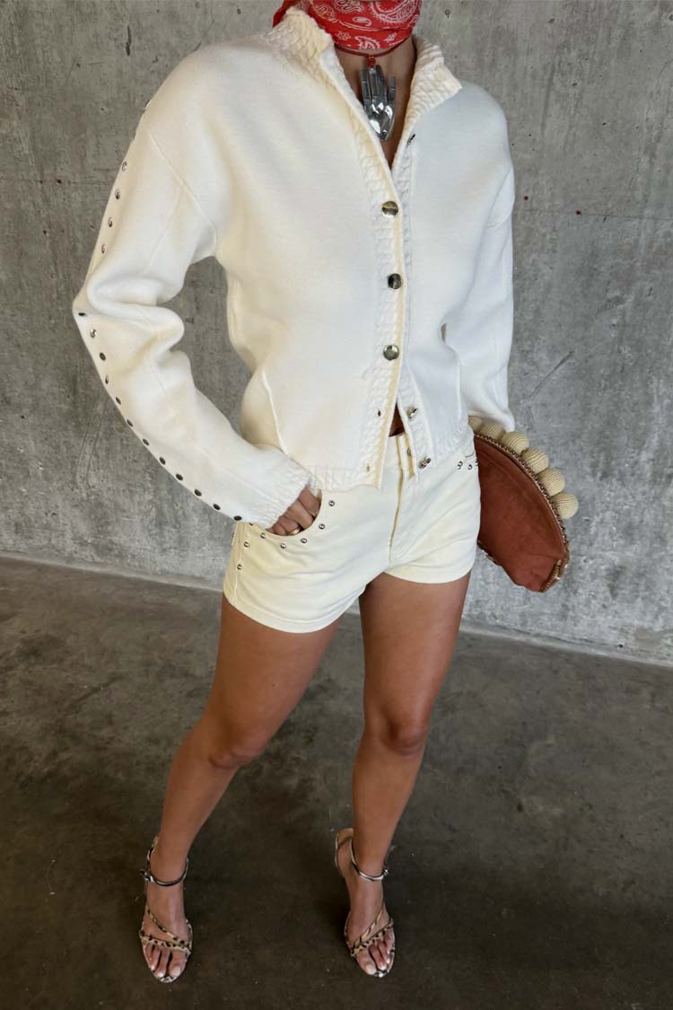 Ecru Studded Cardigan、mySite、solidvoid