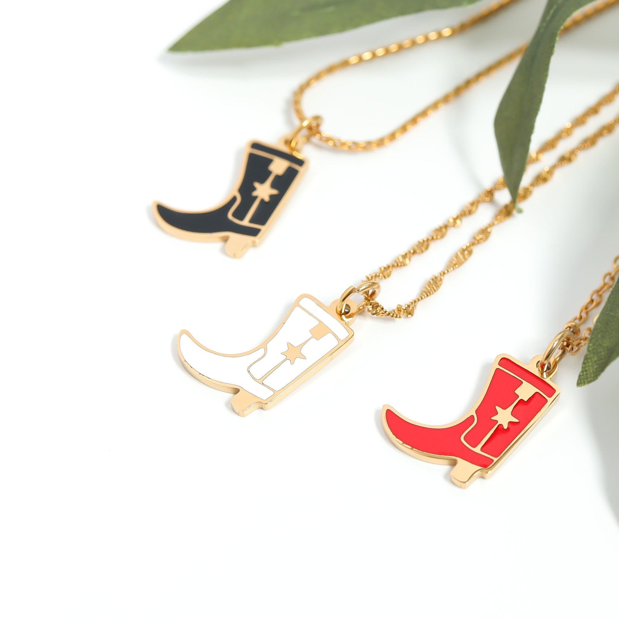 18K Gold PVD Stainless Steel Epoxy Cowboy Boot Charm / PDL0207、mySite、dreamappss