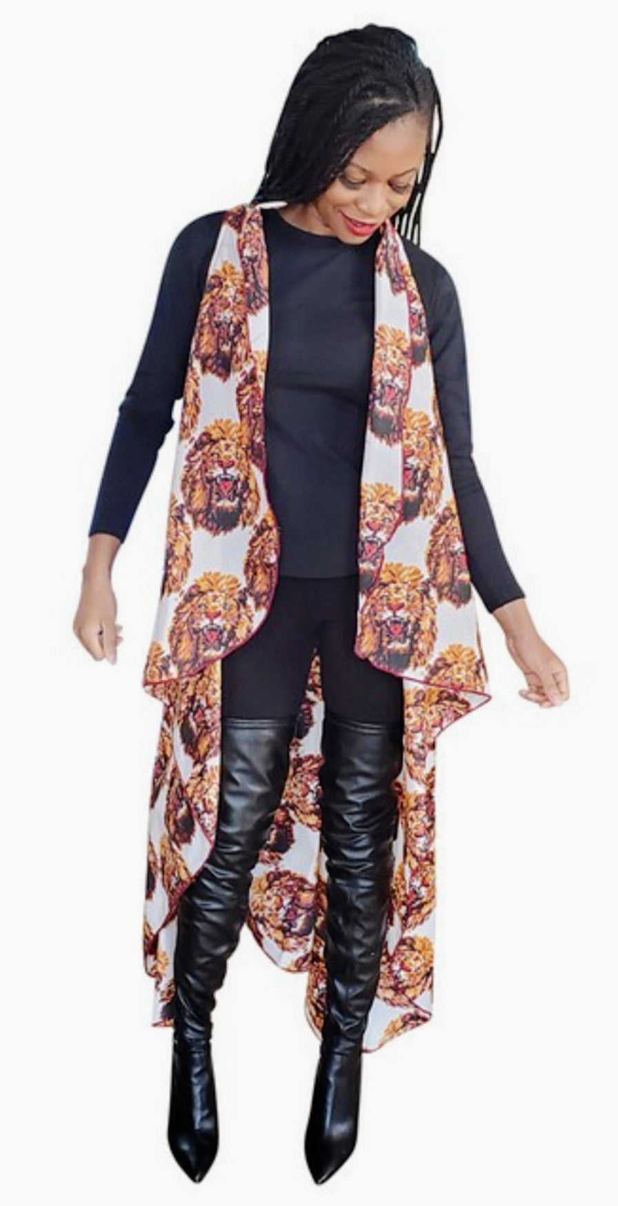 Odum African Print Ankara Lion Shawl Vest - DPPSIS426、mySite、solidvoid