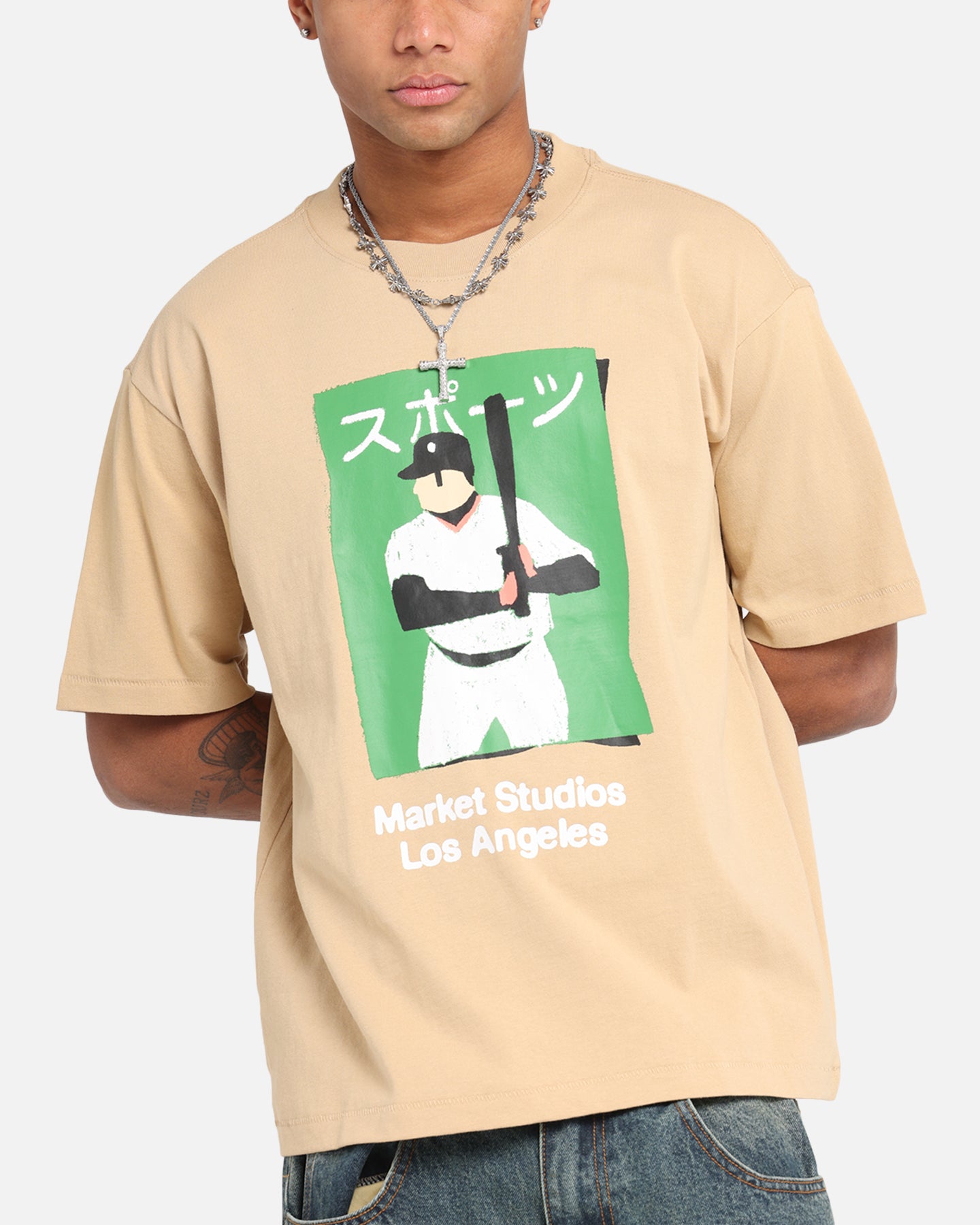 Market Illustrated Baseball T-Shirt Oatmilk、mySite、zt4zffjzw