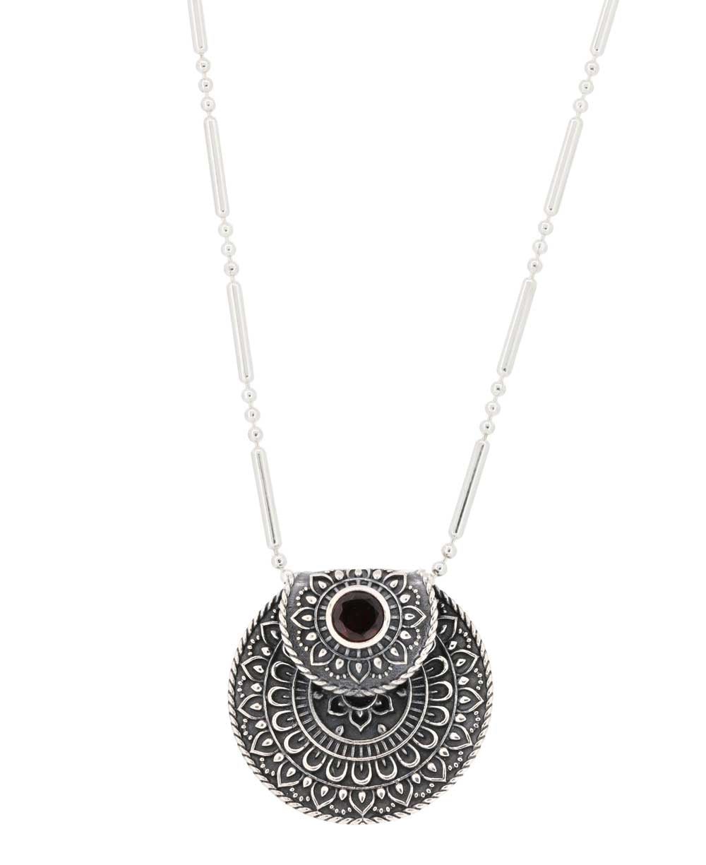 Inspirational Sterling Silver Mandala Necklace with Garnet、mySite、topwebapps