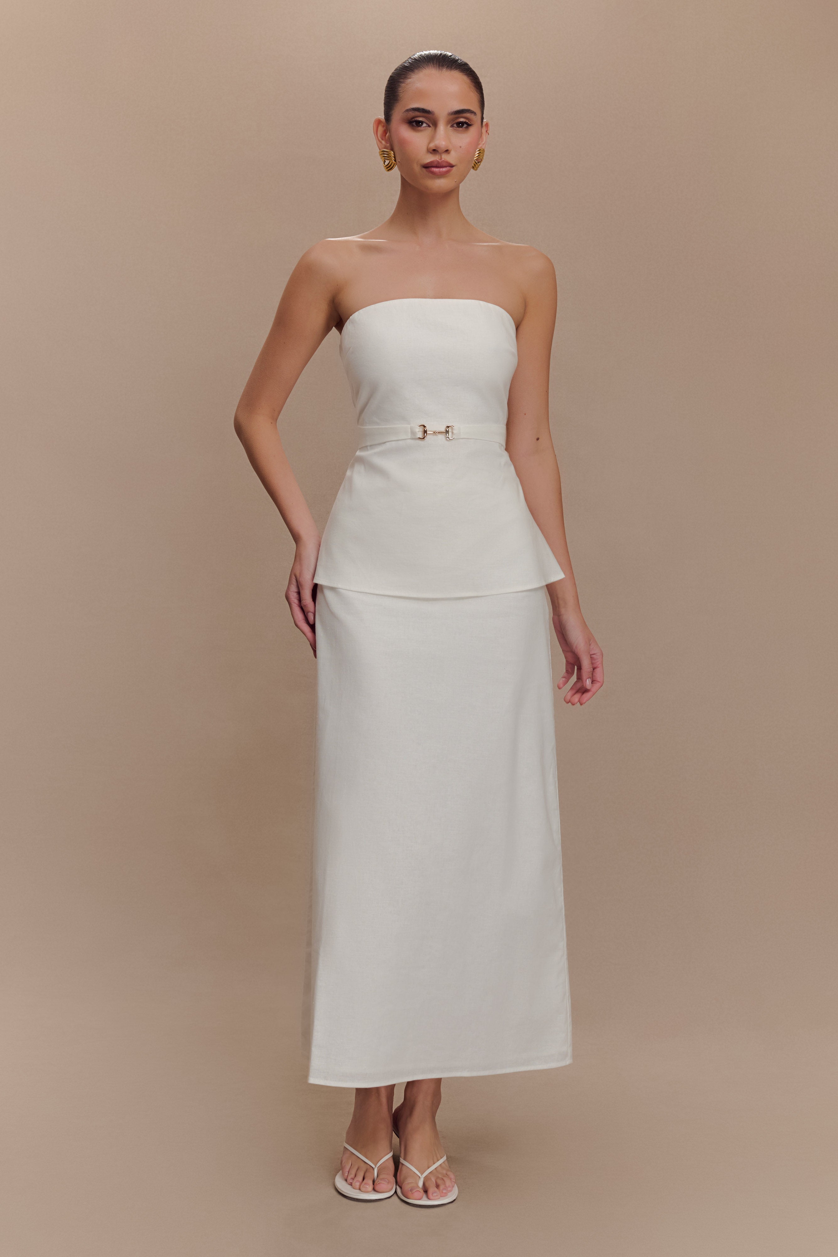 Dora Strapless Linen Top - Ivory、mySite、solidvoid