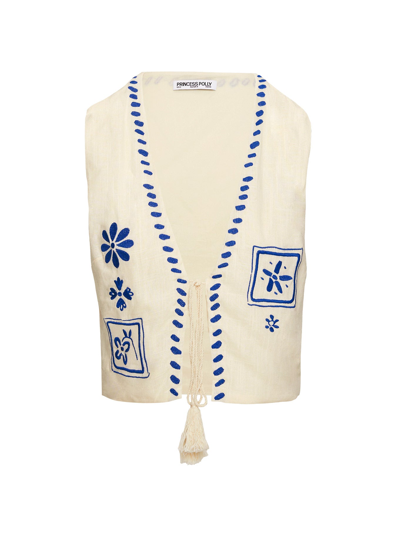 Grazia Vest Top Cream / Blue、mySite、solidvoid