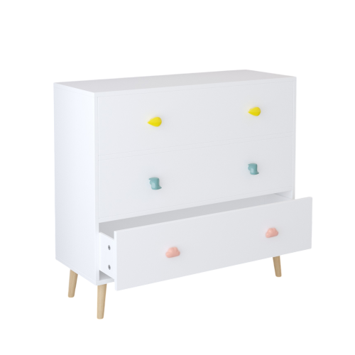 Kids 3 Drawer Dresser, Baby Nightstand for Bedroom, Storage Cabinet for Toddler Child for Living Room, Toddler Room, Nursery, Closet, Apartment (White)、、casual