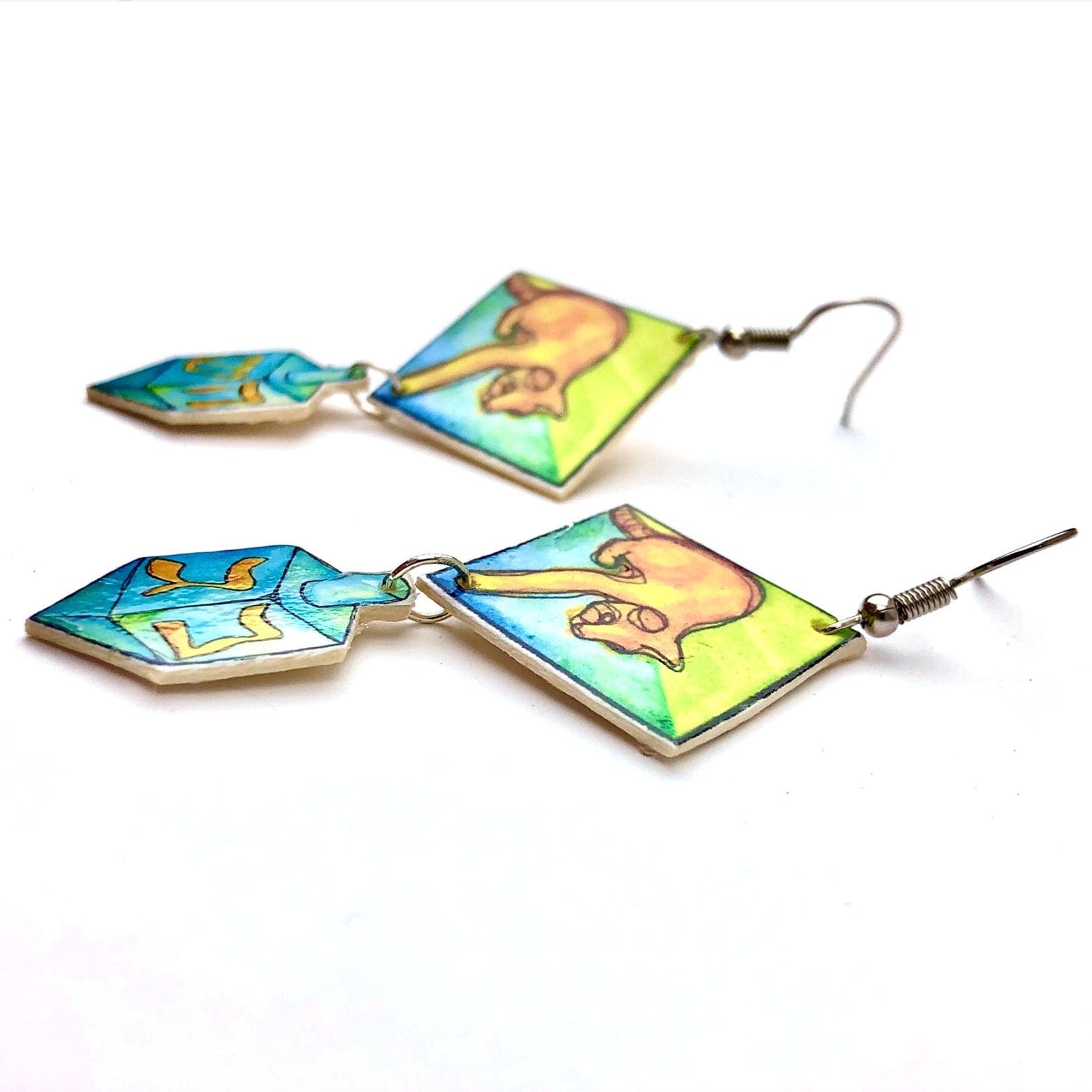 Cat and Dreidel Hanukkah Earrings、mySite、topwebapps