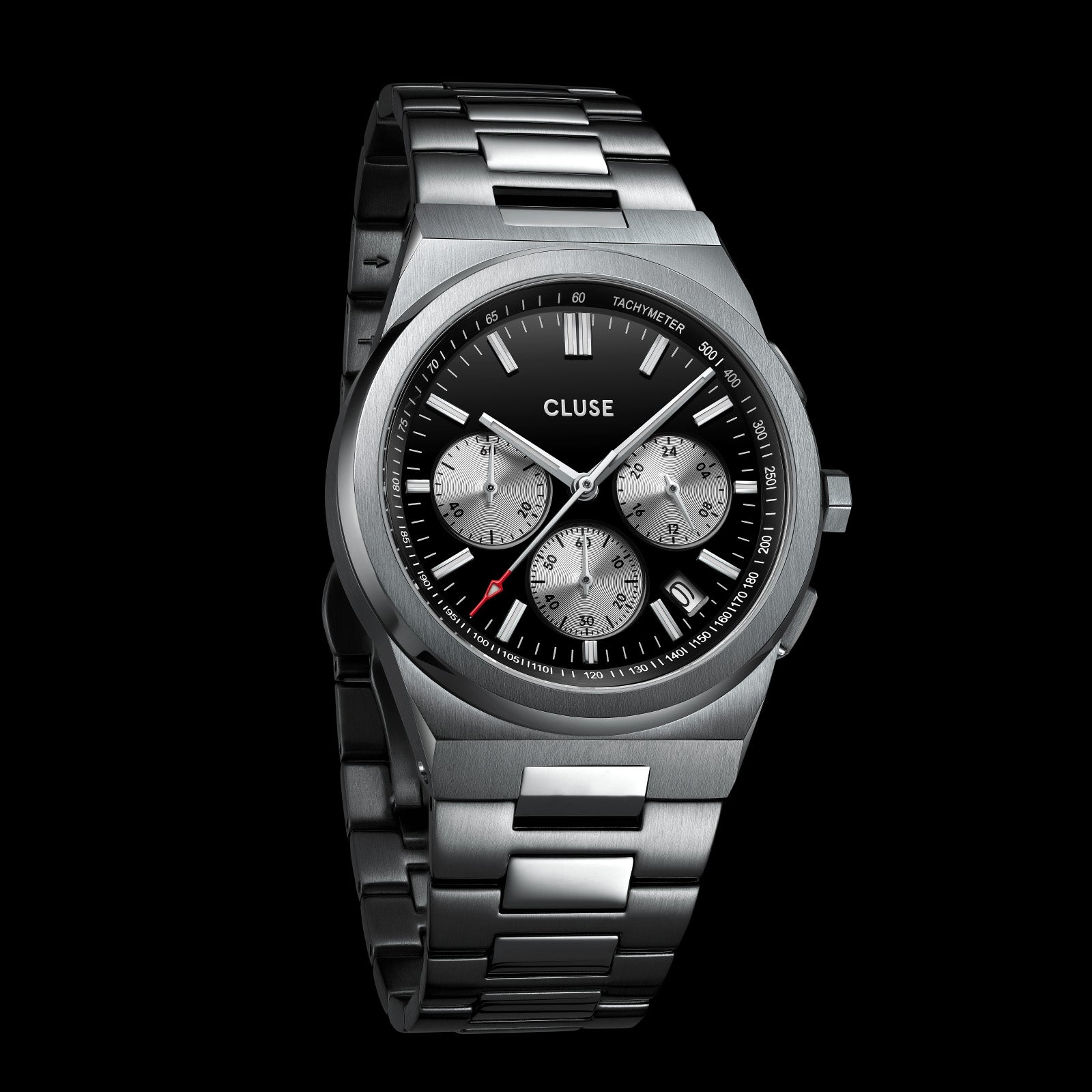  Vigoureux Chrono Watch Steel, Black, Silver Colour