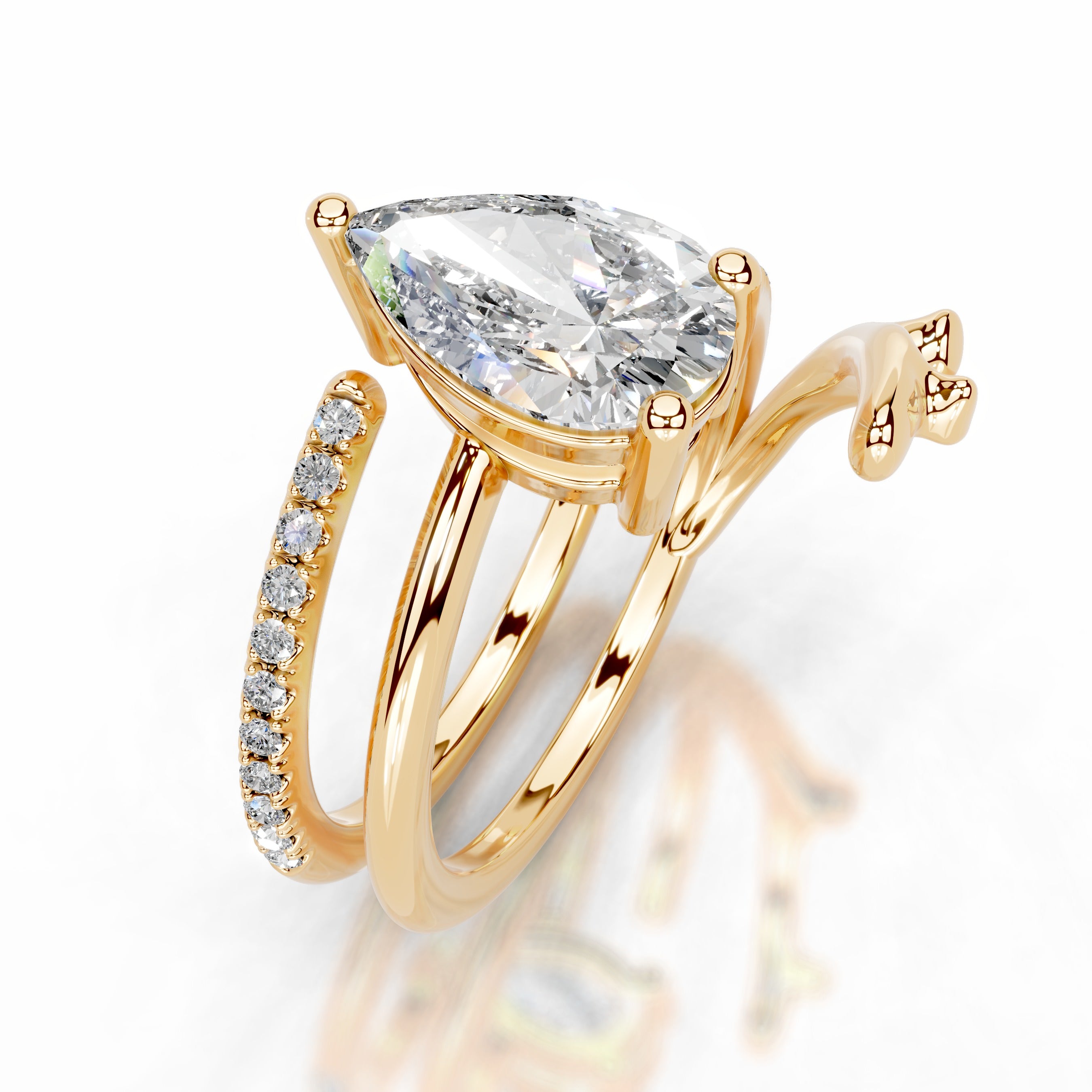 Branching Elegance Lab Grown Diamond Ring - 18K Yellow Gold、mySite、hinf8tx79