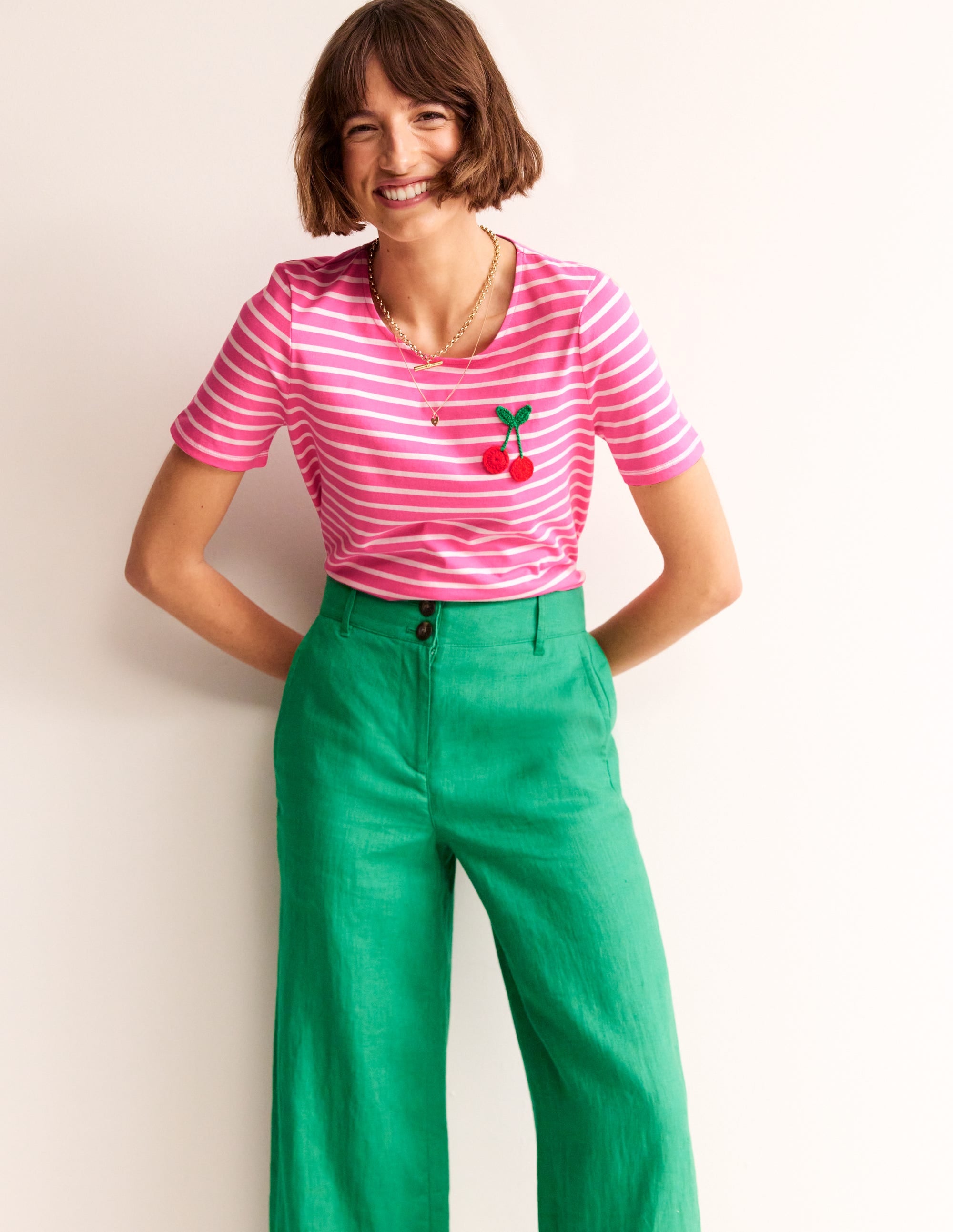  Crochet T-shirt-Pink, Ivory Cherries、mySite、ashleygrahame