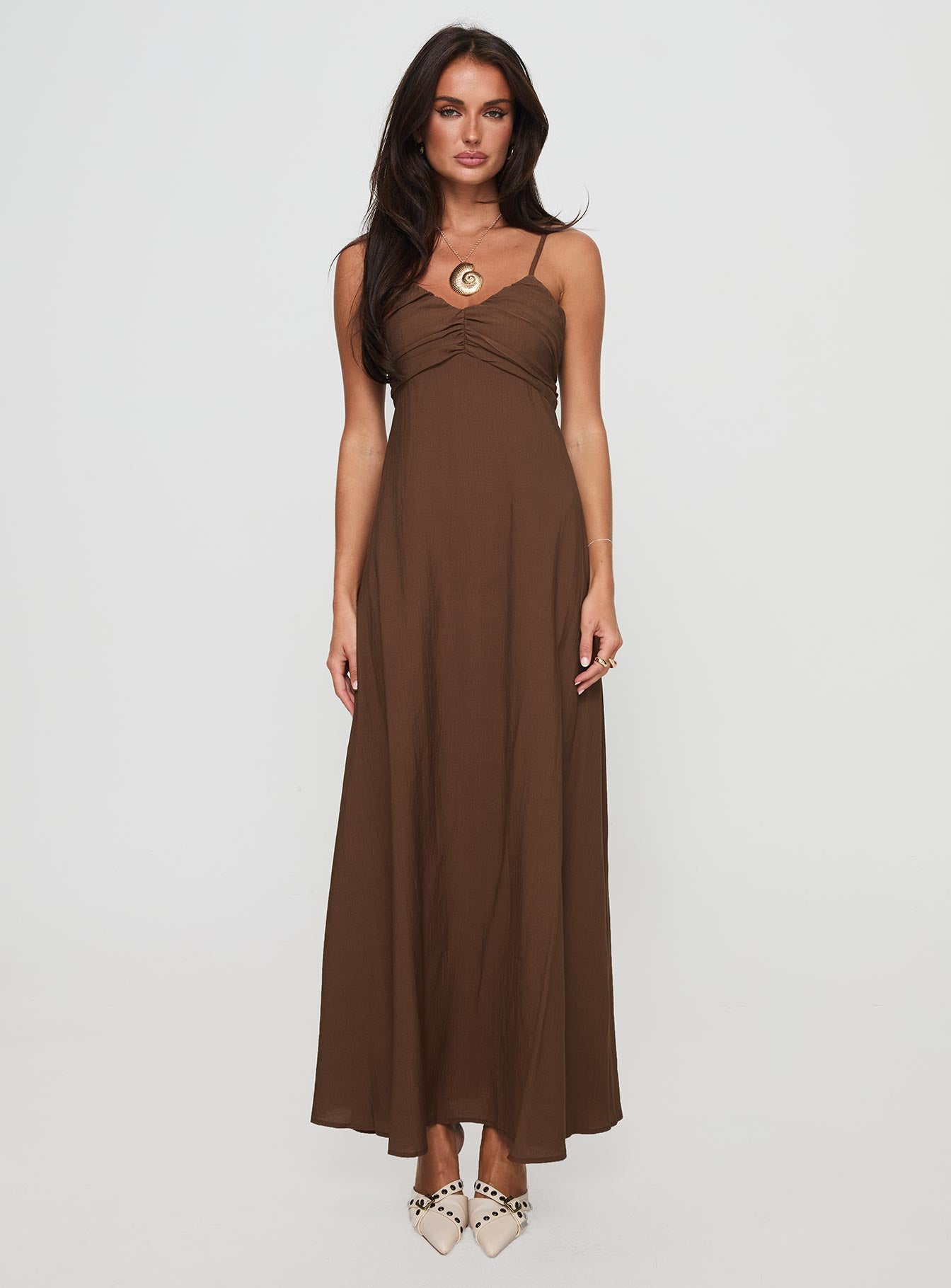 Neeka Maxi Dress Brown、mySite、solidvoid