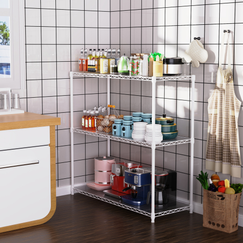 3 Tier Wire Shelving Unit, 1050 LBS NSF Height Adjustable Metal Garage Storage Shelves, Heavy Duty Storage Wire Rack Metal Shelves - Black、、casual