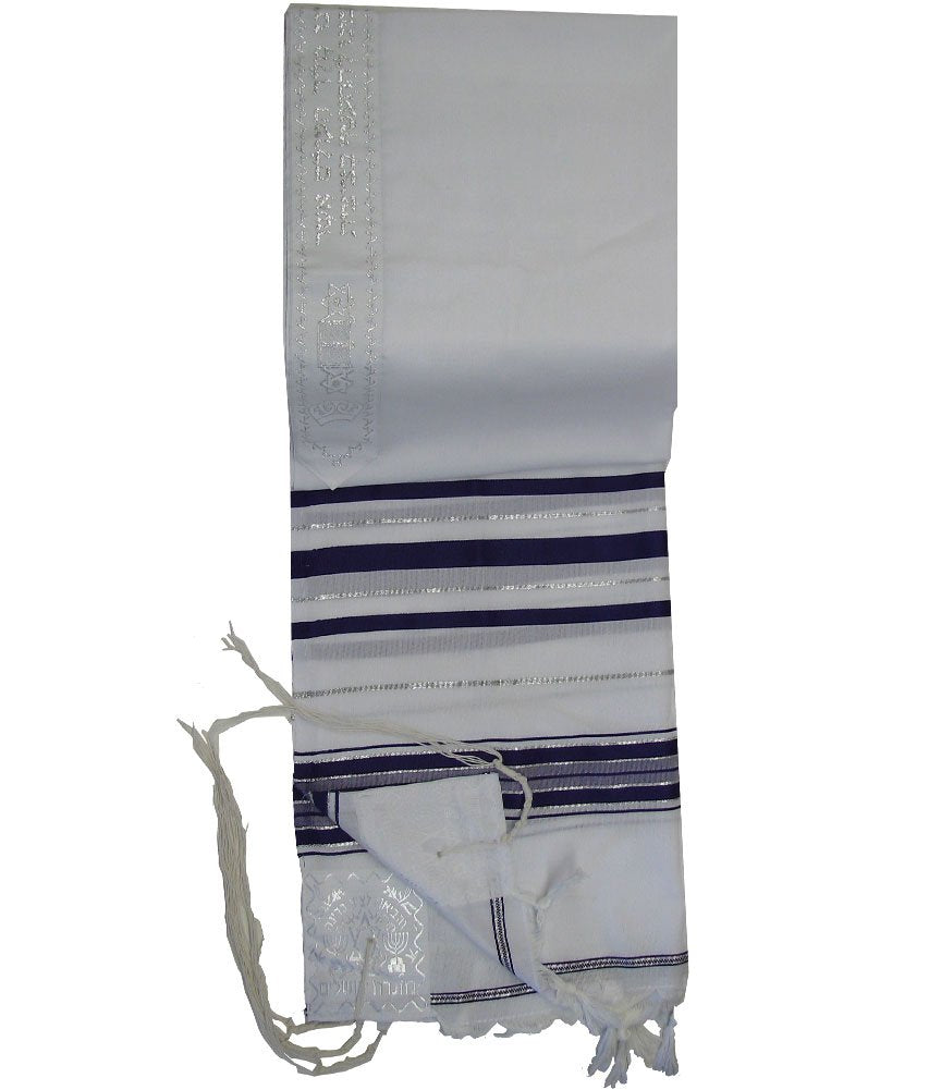  TALITNIA Acrylic Tallit (imitation Wool) Prayer Shawl - PURPLE& SILVER Stripes - 24L x 72W、mySite、elrpsem3k