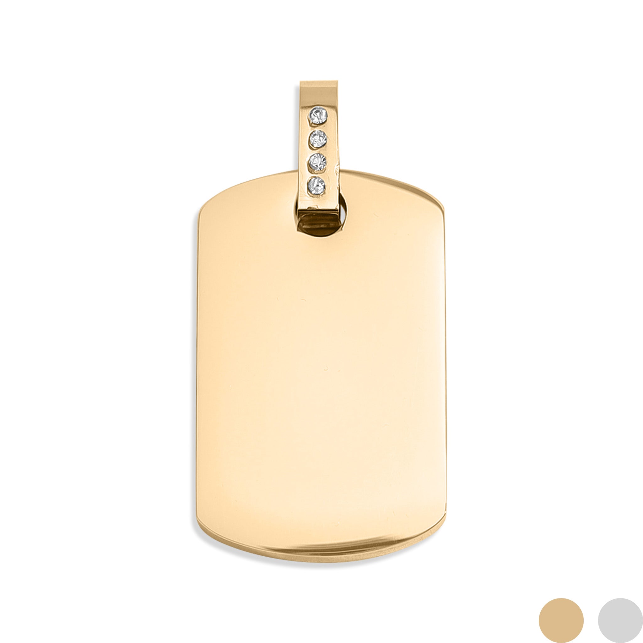 18K Gold PVD Stainless Steel CZ Dog Tag Pendant / SBB0099、mySite、dreamappss