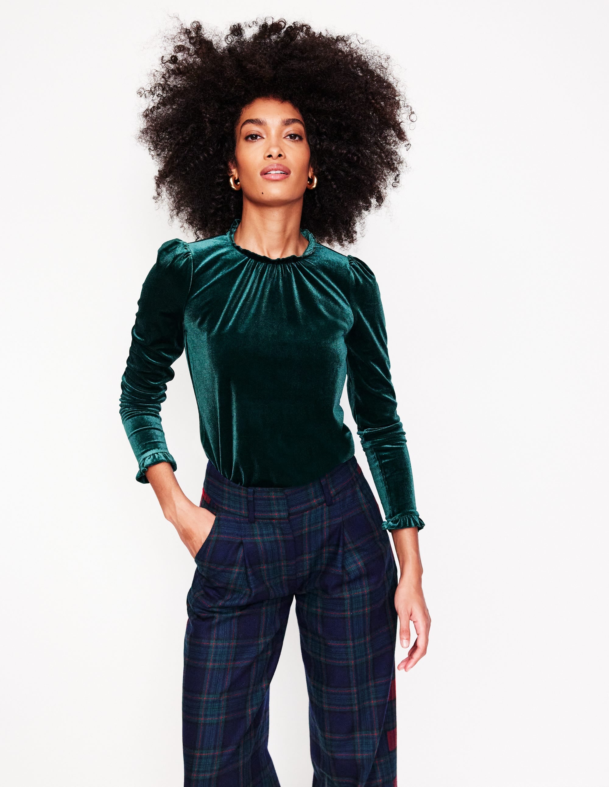  Velvet Frill Neck Top-Glade、mySite、ashleygrahame