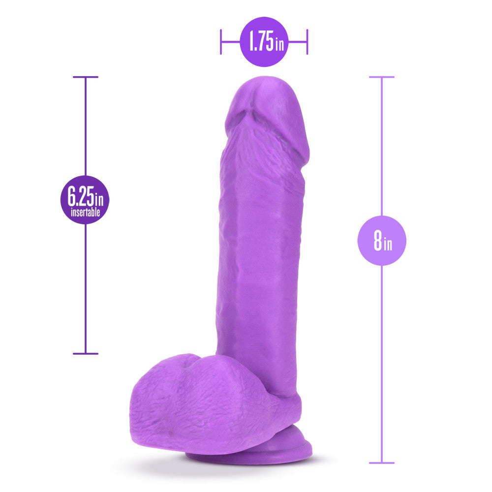 Neo By Blush® | Realistic Neon Purple 8-Inch Long Dildo With Balls & Suction Cup Base、mySite、bottomscart