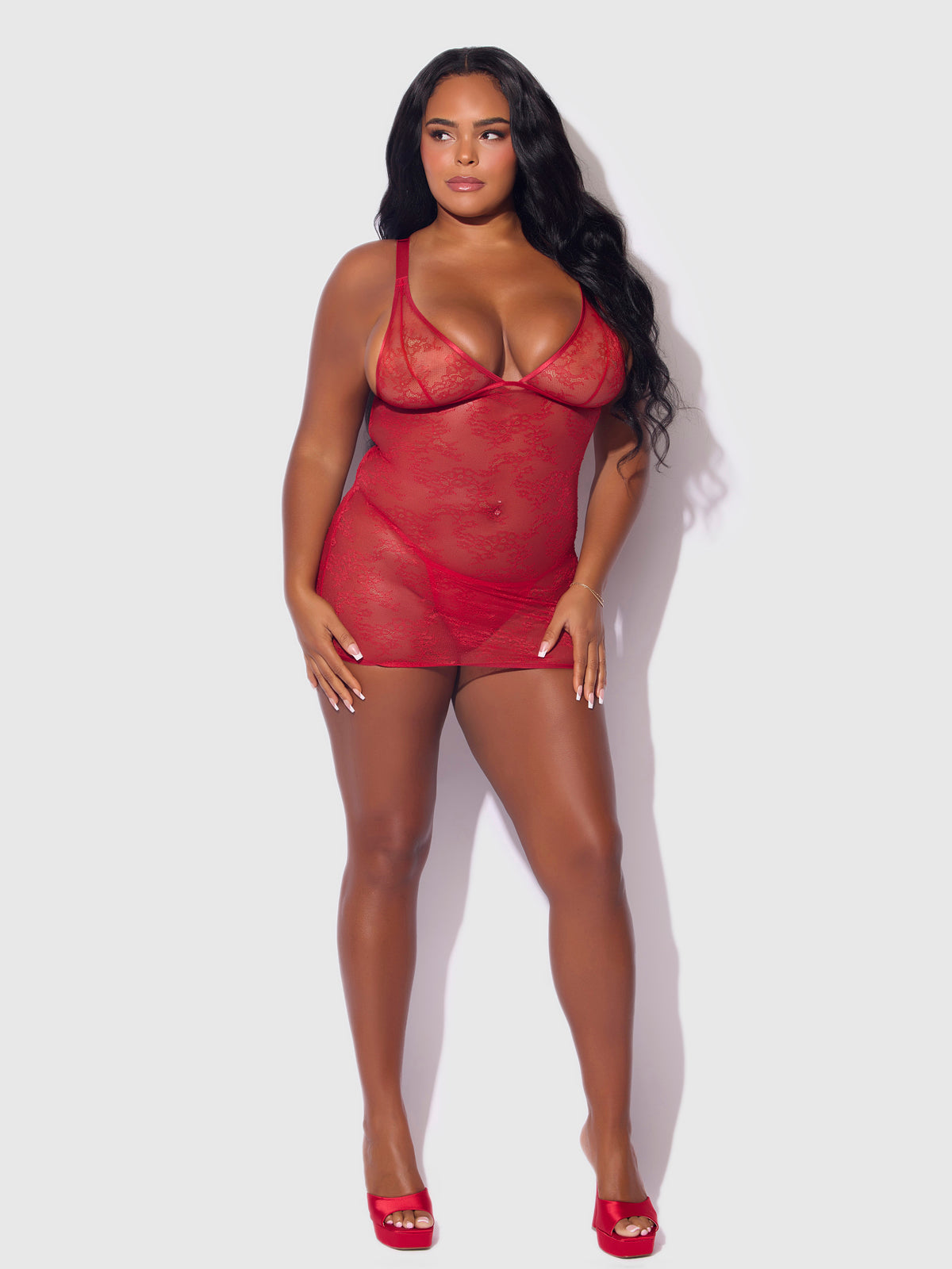 Chiara Lace & Strappy Open Back Chemise、mySite、bengalsvssteelers