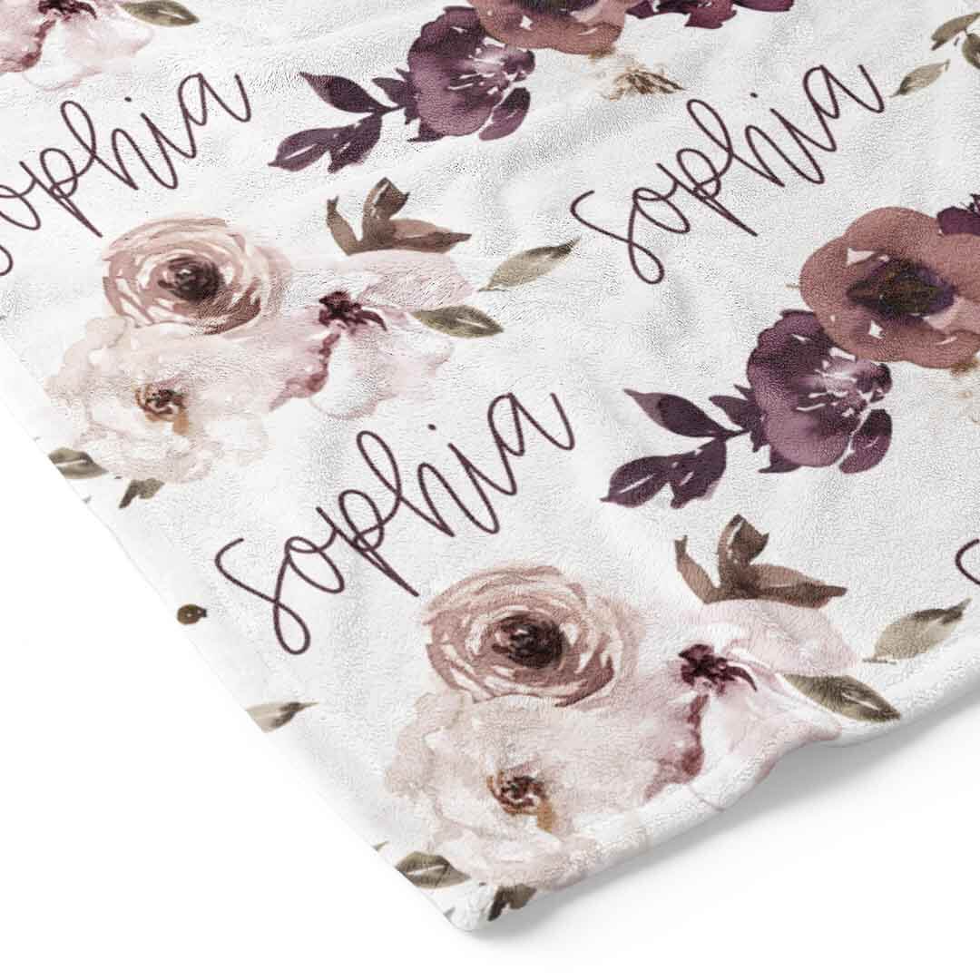  Demi's Dusty Purple Floral Personalized Toddler Blanket、mySite、layawaytickets
