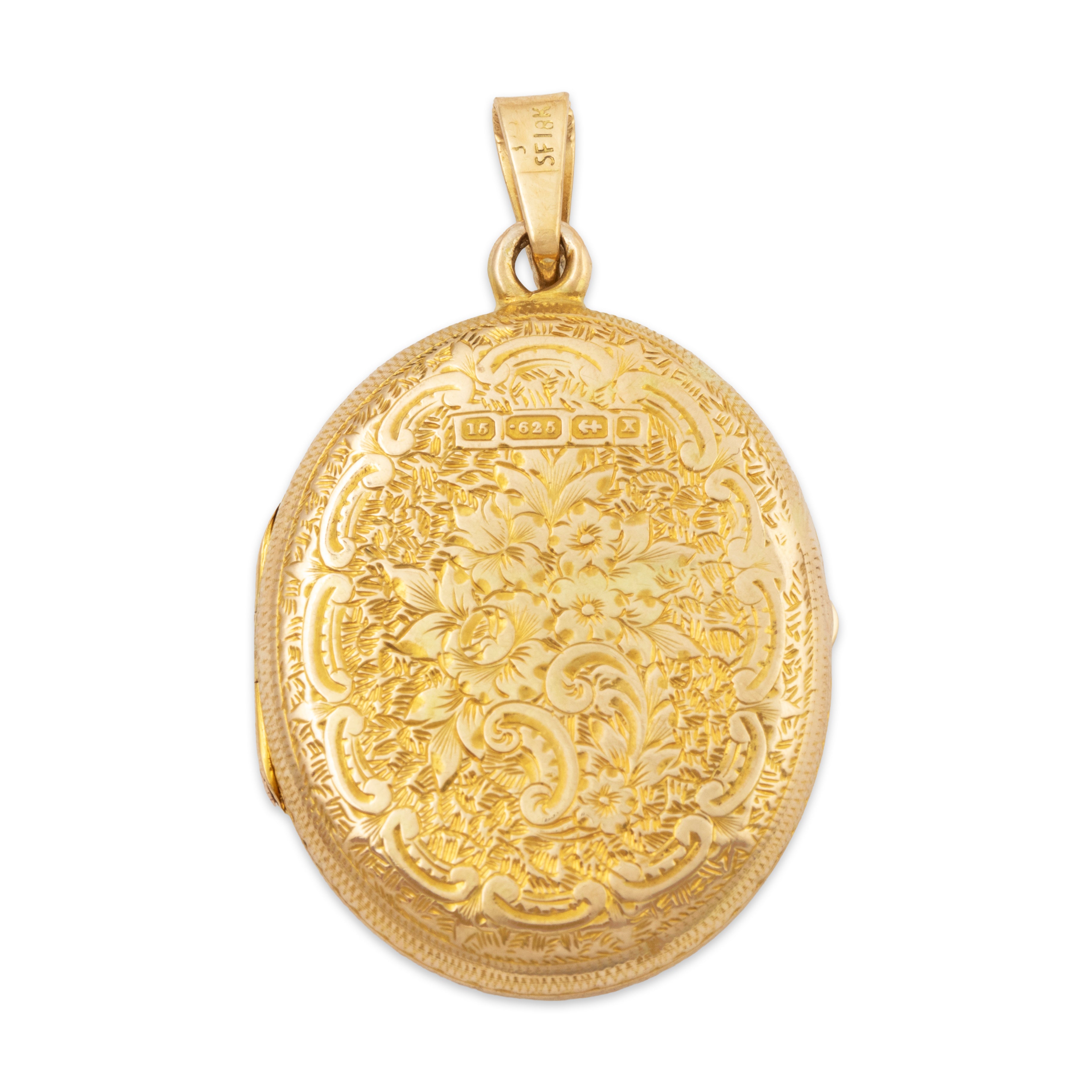Antique Victorian English 15k Yellow Gold Floral Arrangement Locket Pendant、mySite、hinf8tx79