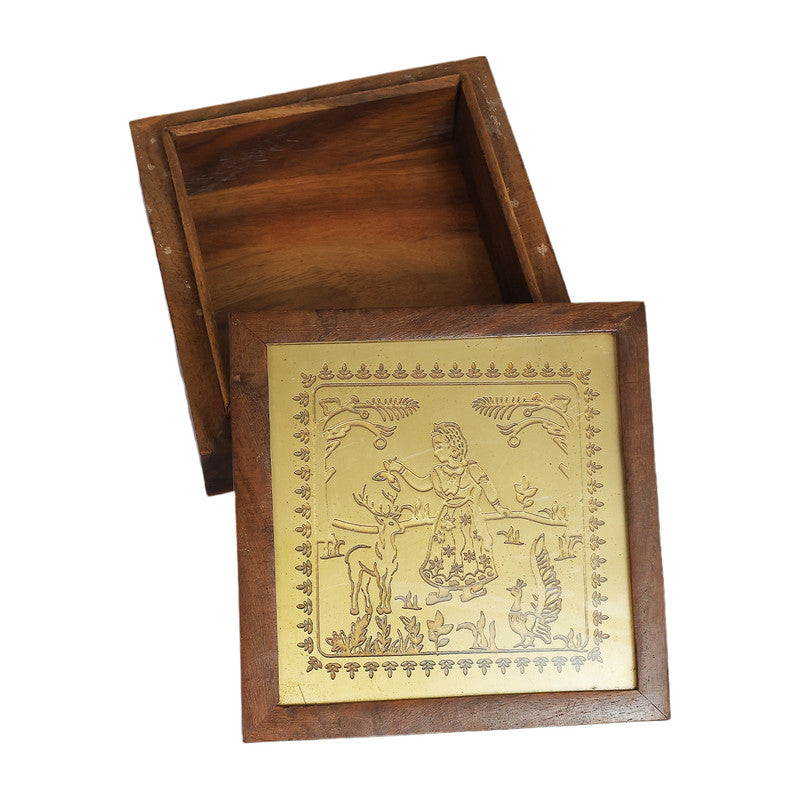 Shakuntala Brass & Wooden Gift Box | Gold & Brown、mySite、camillekostekn
