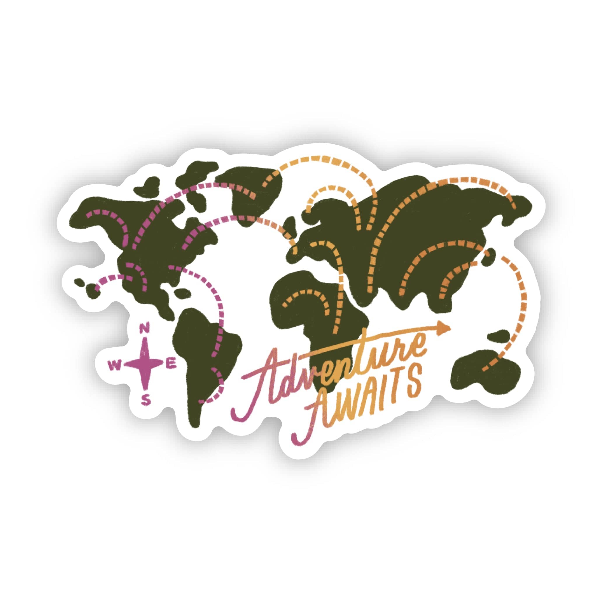  Adventure awaits World Map Travel Sticker、mySite、ghnorth