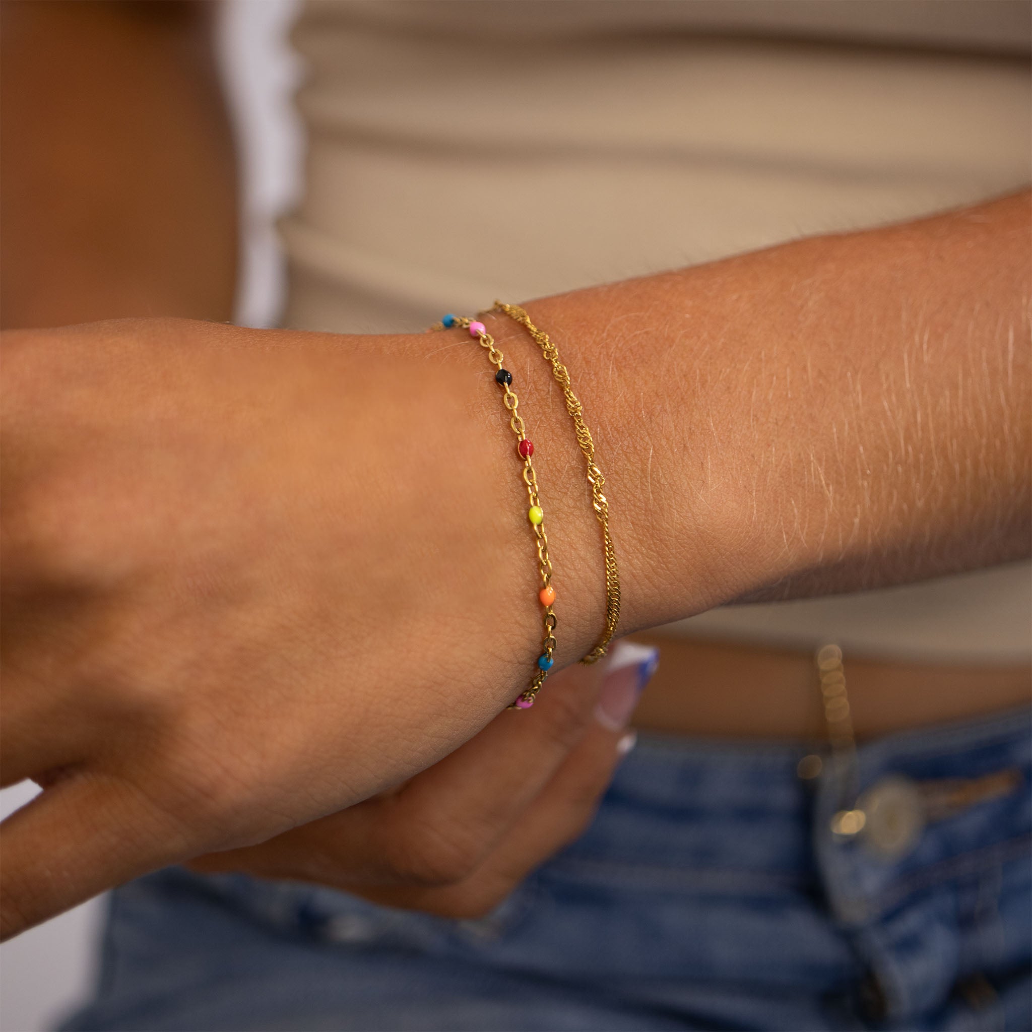 18K Gold PVD Stainless Steel Muti Color Confetti Bracelet / BRJ1060、mySite、dreamappss