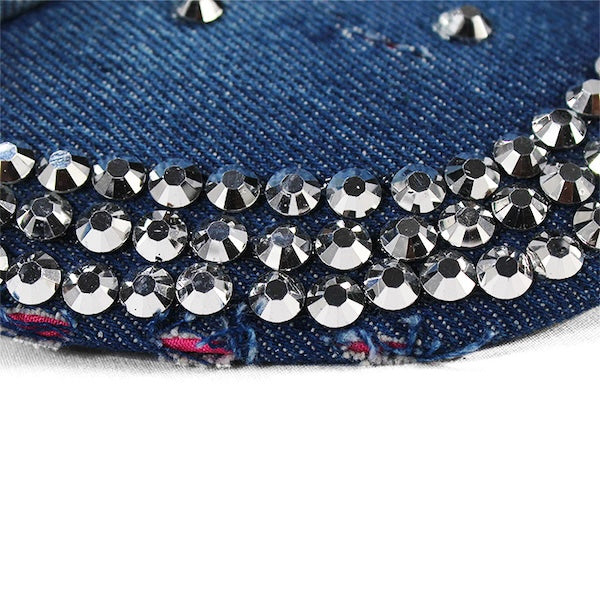 HARLEM Rhinestone Denim Hat – Washed Blue with Leather Strap、mySite、vikingsvslions