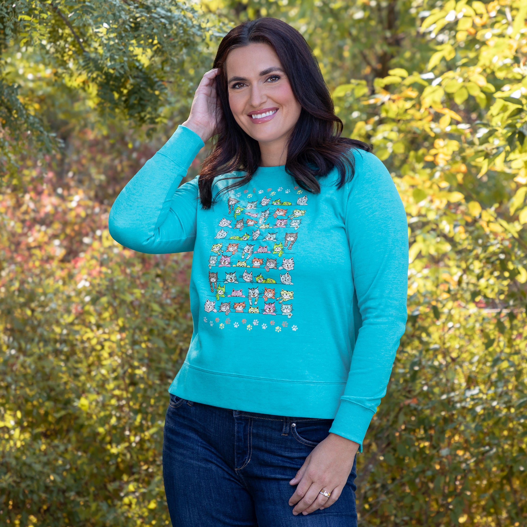 Peeping Pets Drop Tail Crewneck Sweatshirt、mySite、camillekostekn