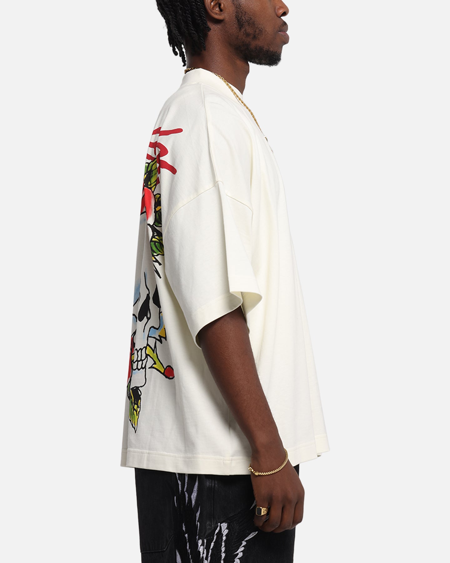 Ed Hardy Rose Skull Oversized Print T-Shirt Off White、mySite、zt4zffjzw