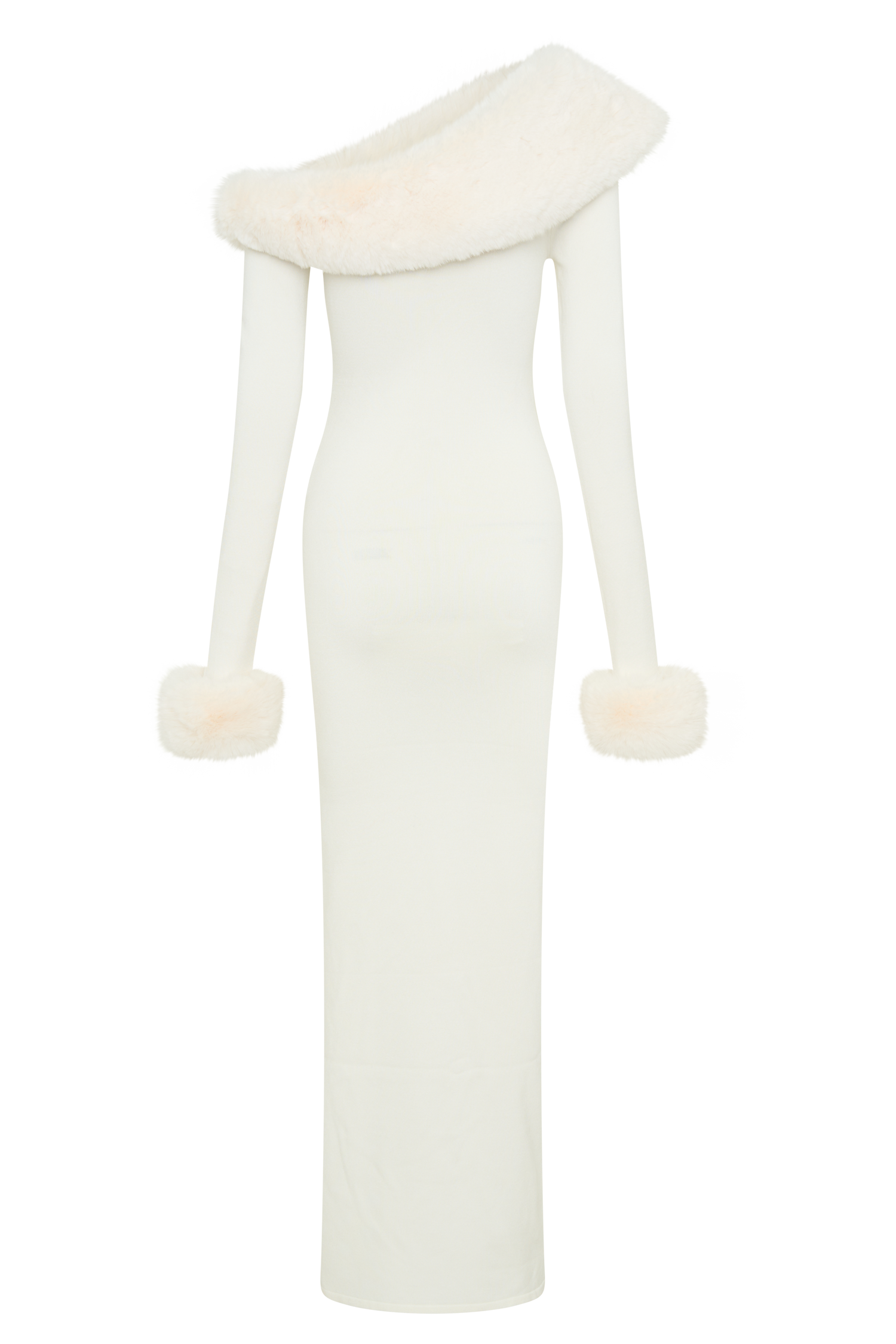 Karleigh Faux Fur Knit Maxi Dress - Ivory、mySite、solidvoid