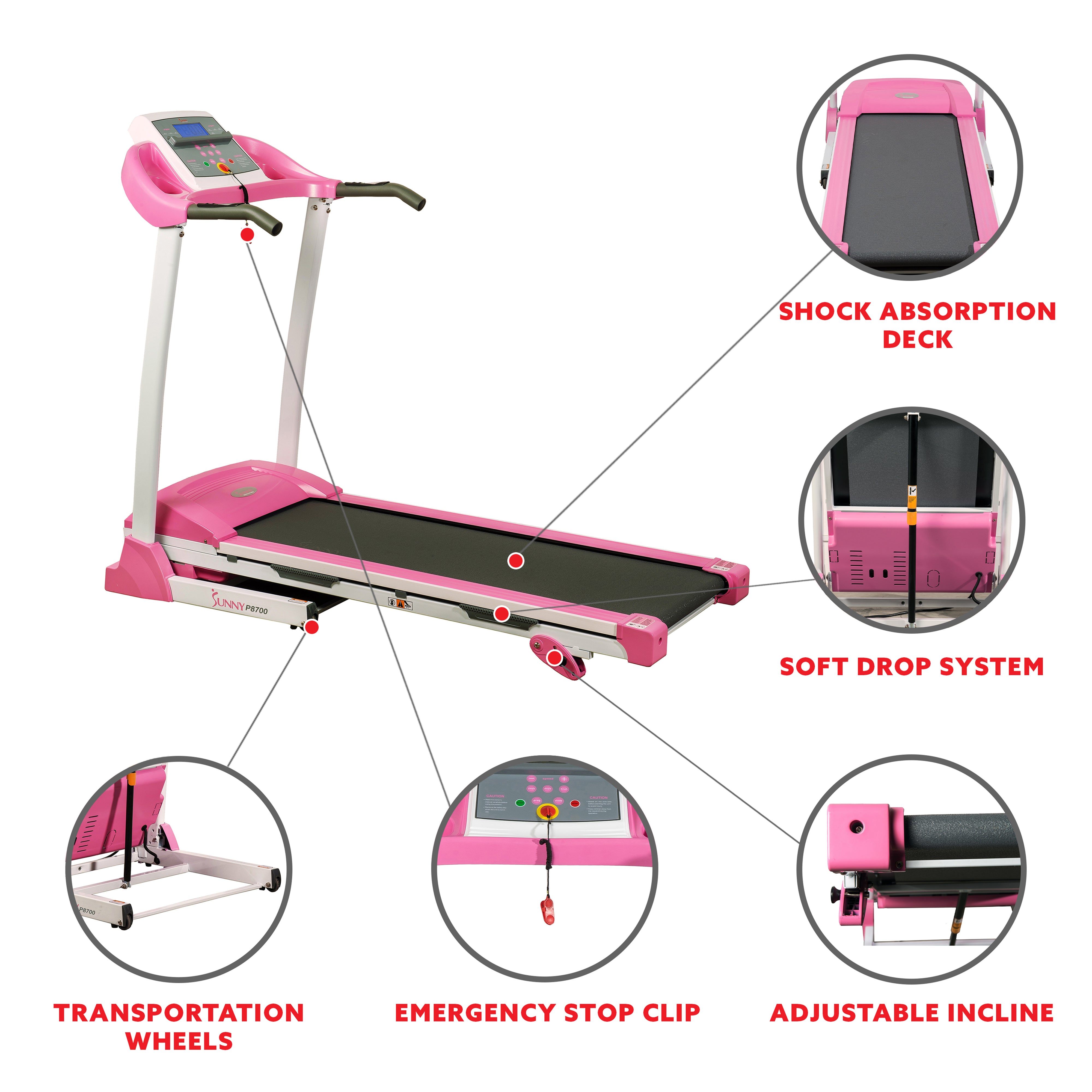  Pink Treadmill w/ Manual Incline and LCD Display、mySite、ghnorth