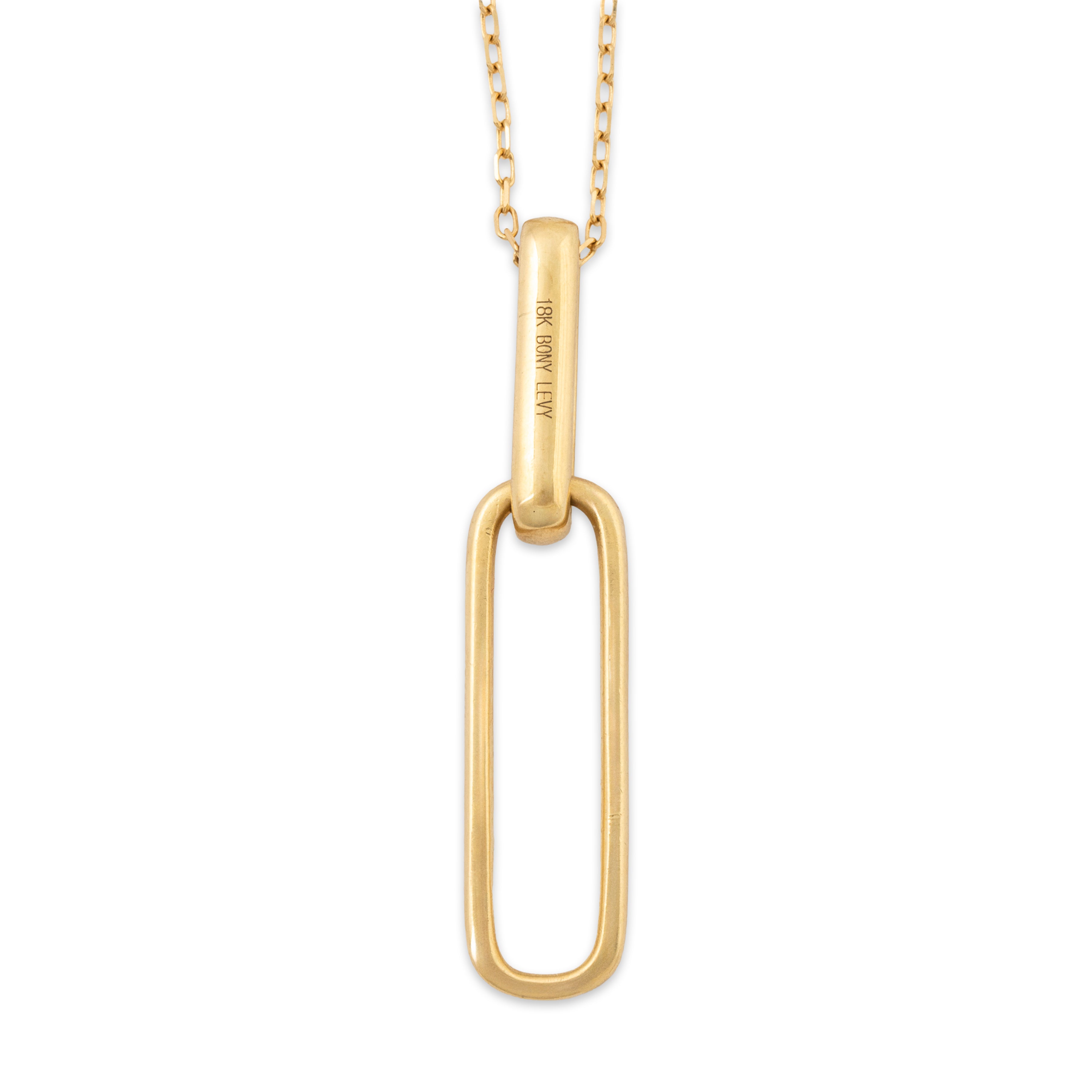 Vintage 18k Yellow Gold Diamond Pave Paperclip Necklace 16-18、mySite、hinf8tx79